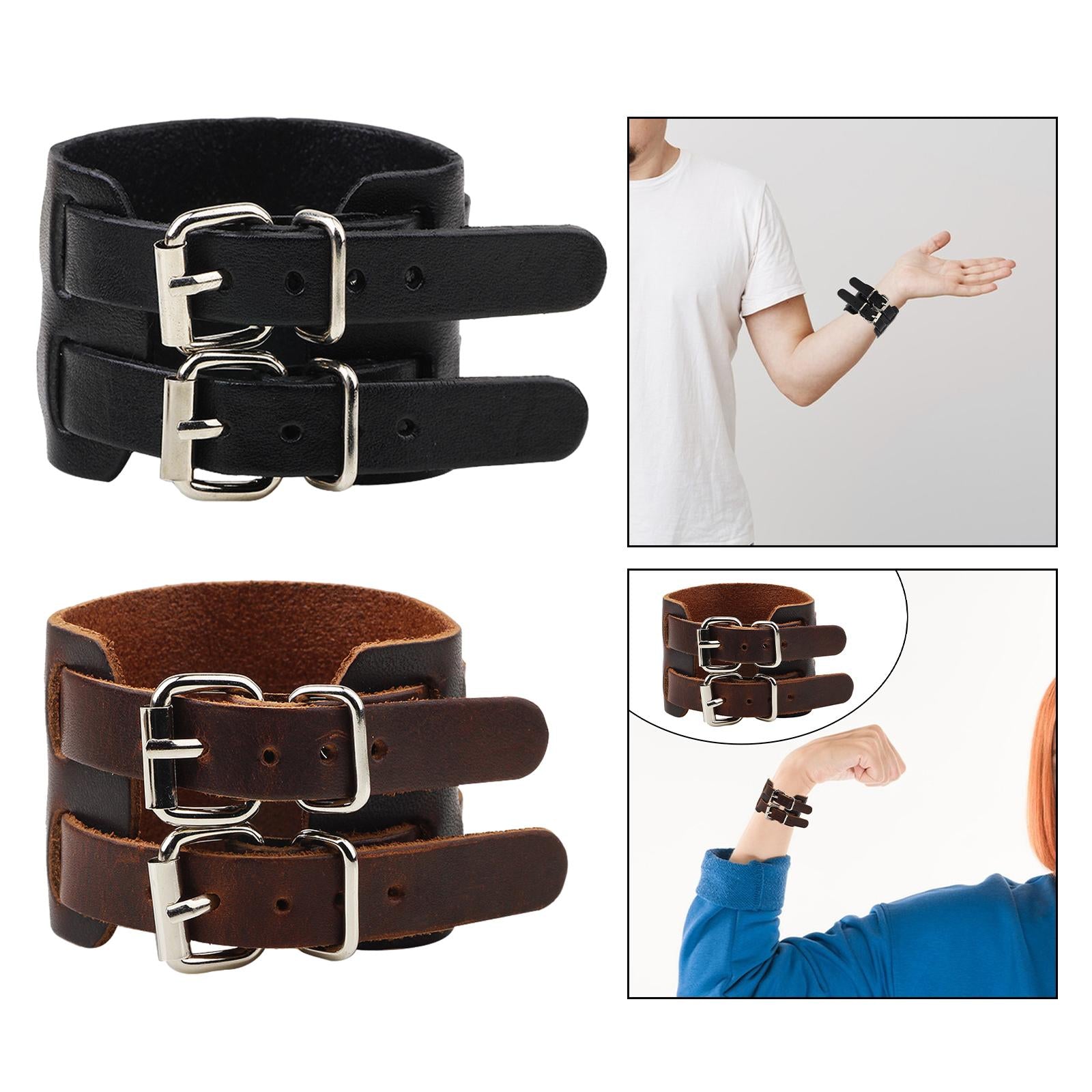 Double Tour Bracelet PU Leather Bracelet for Thanksgiving Wedding Graduation black