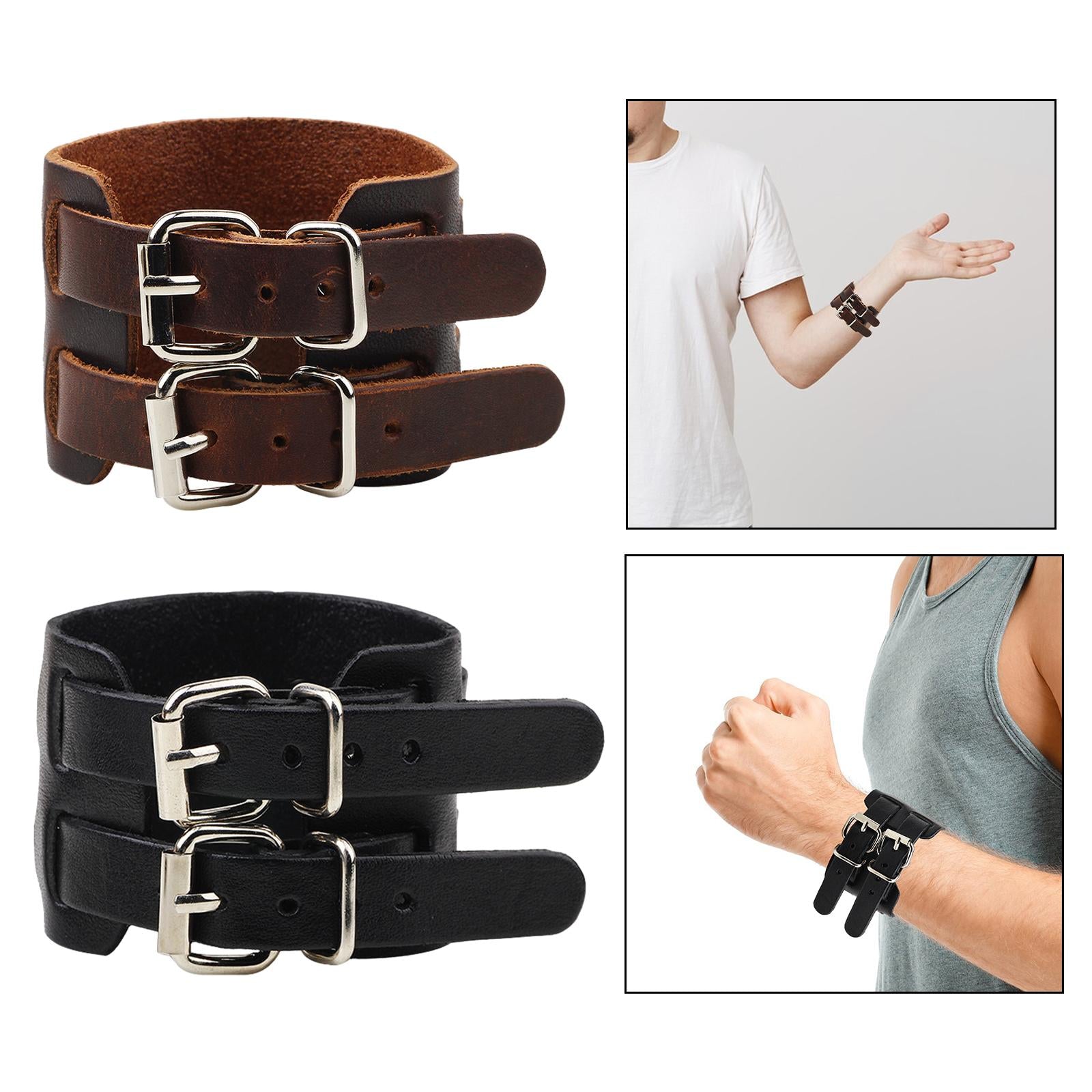 Double Tour Bracelet PU Leather Bracelet for Thanksgiving Wedding Graduation black