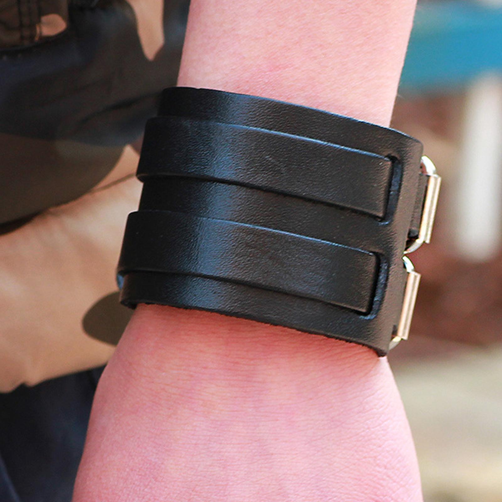 Double Tour Bracelet PU Leather Bracelet for Thanksgiving Wedding Graduation black