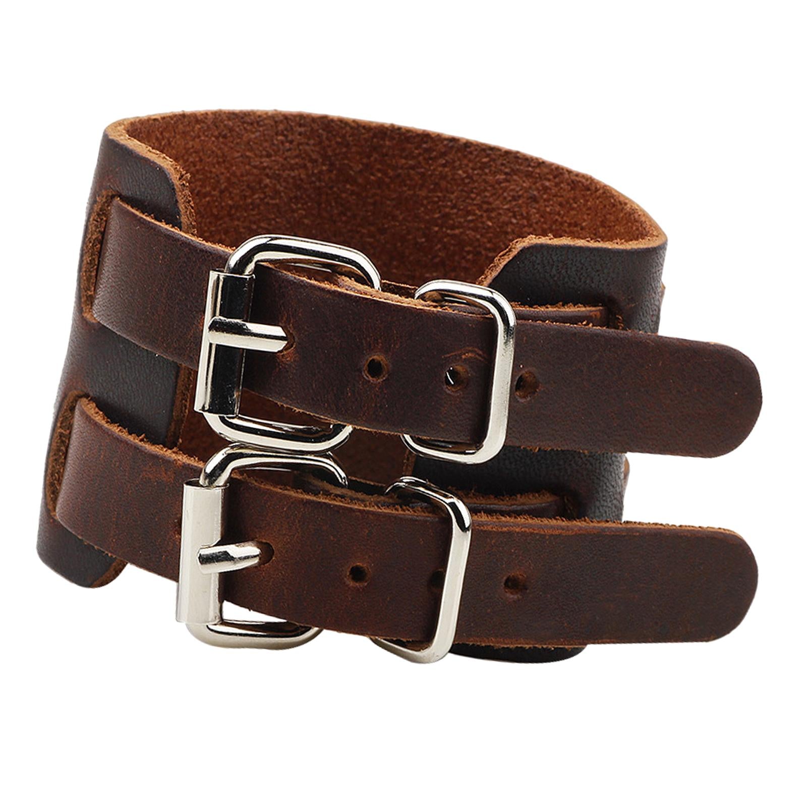 Double Tour Bracelet PU Leather Bracelet for Thanksgiving Wedding Graduation brown