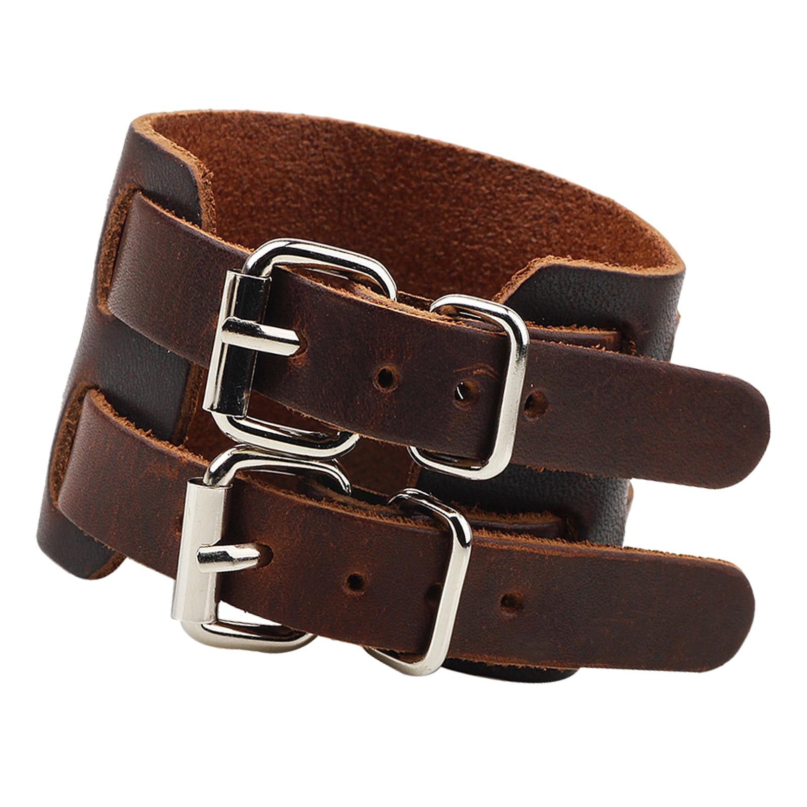 Double Tour Bracelet PU Leather Bracelet for Thanksgiving Wedding Graduation brown
