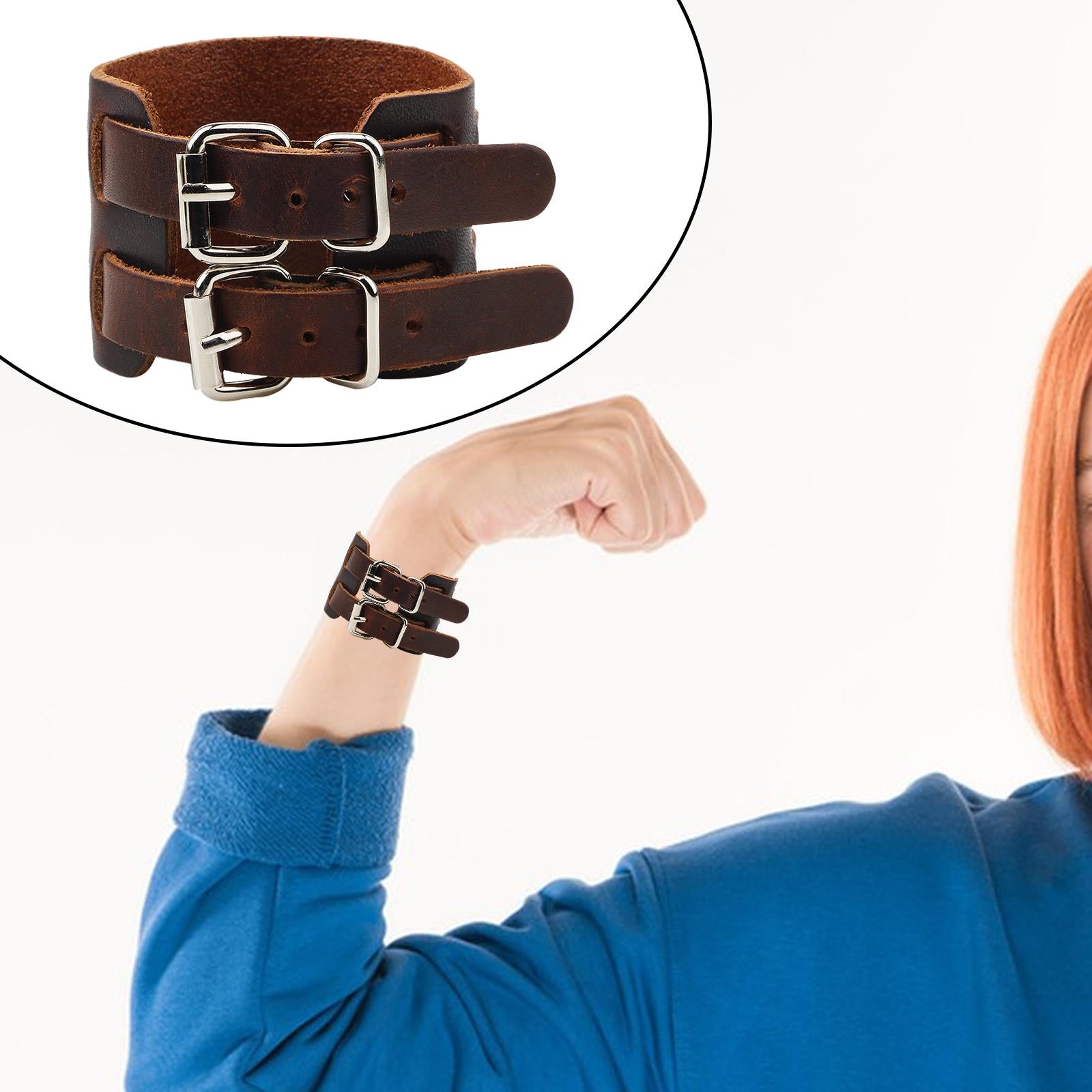 Double Tour Bracelet PU Leather Bracelet for Thanksgiving Wedding Graduation brown