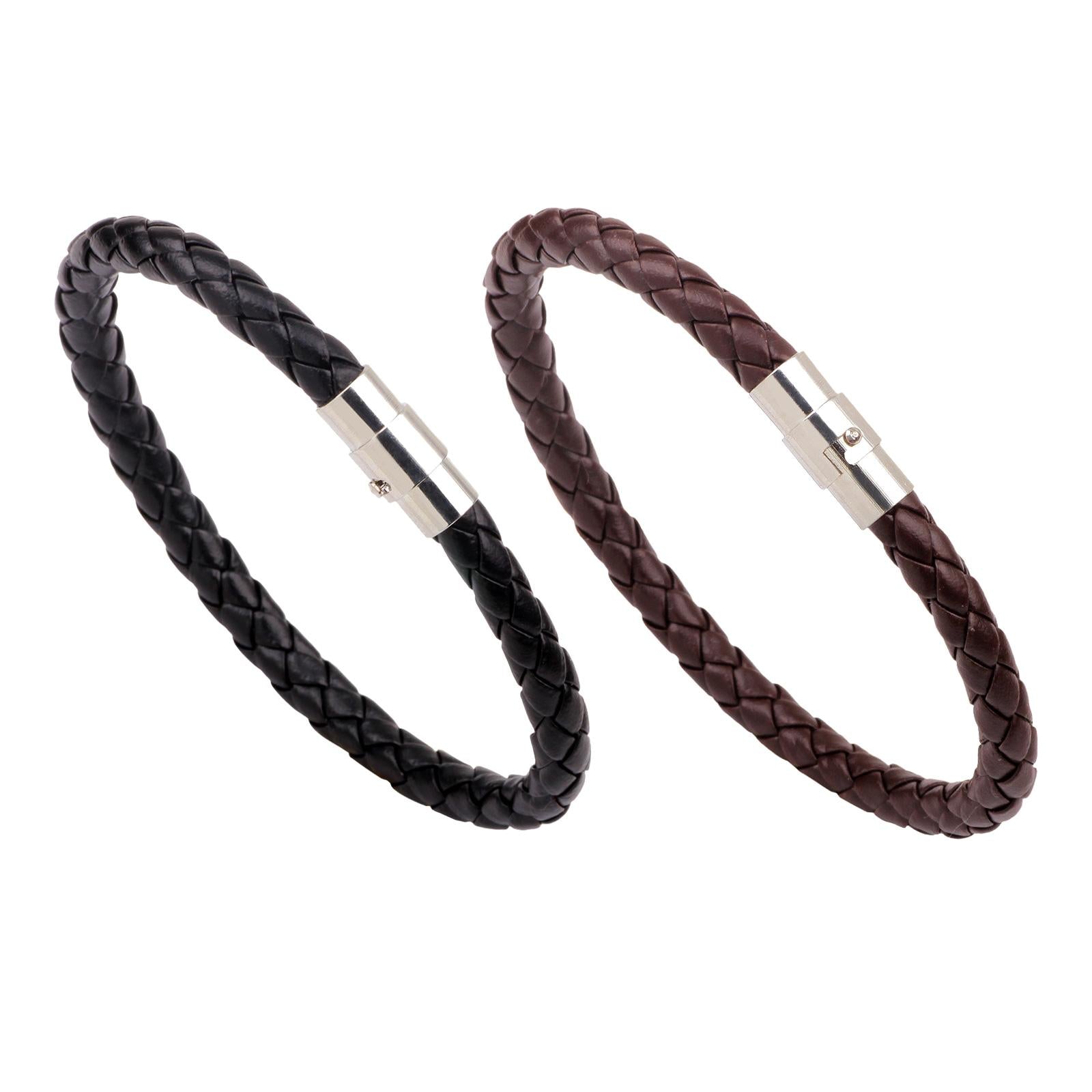 Braided Leather Bracelet for Men Women for Travel Father's Day Birthday Gift Black