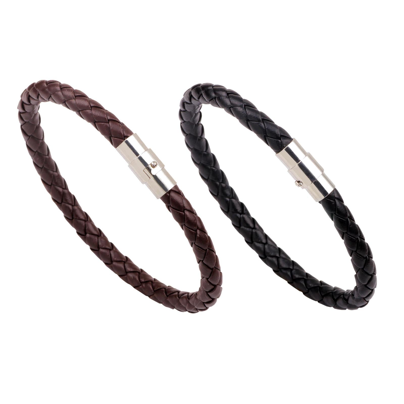 Braided Leather Bracelet for Men Women for Travel Father's Day Birthday Gift Black