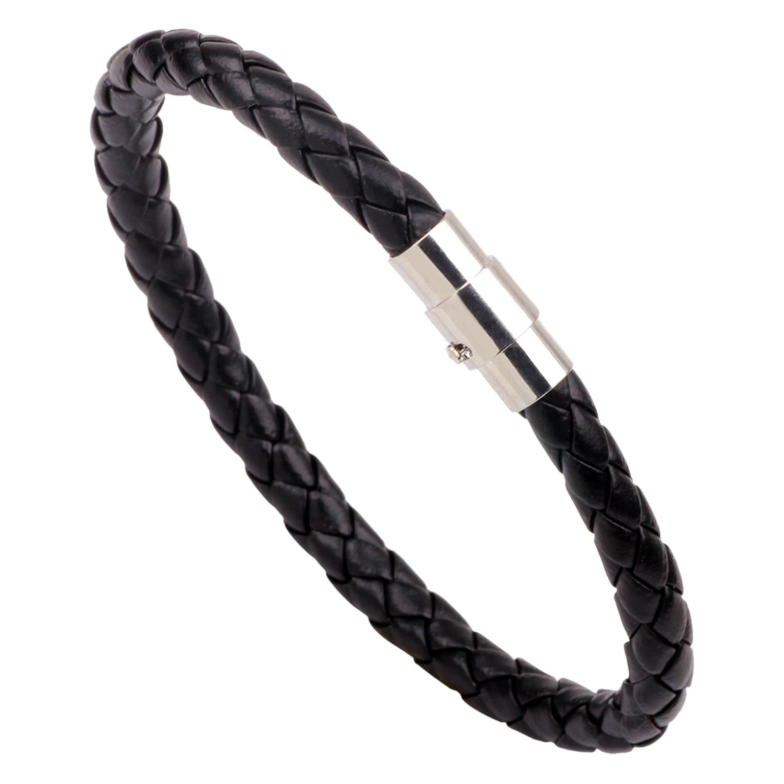 Braided Leather Bracelet for Men Women for Travel Father's Day Birthday Gift Black