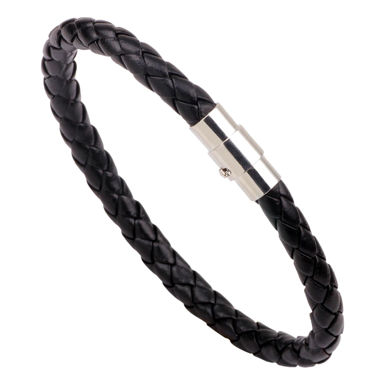 Braided Leather Bracelet for Men Women for Travel Father's Day Birthday Gift Black