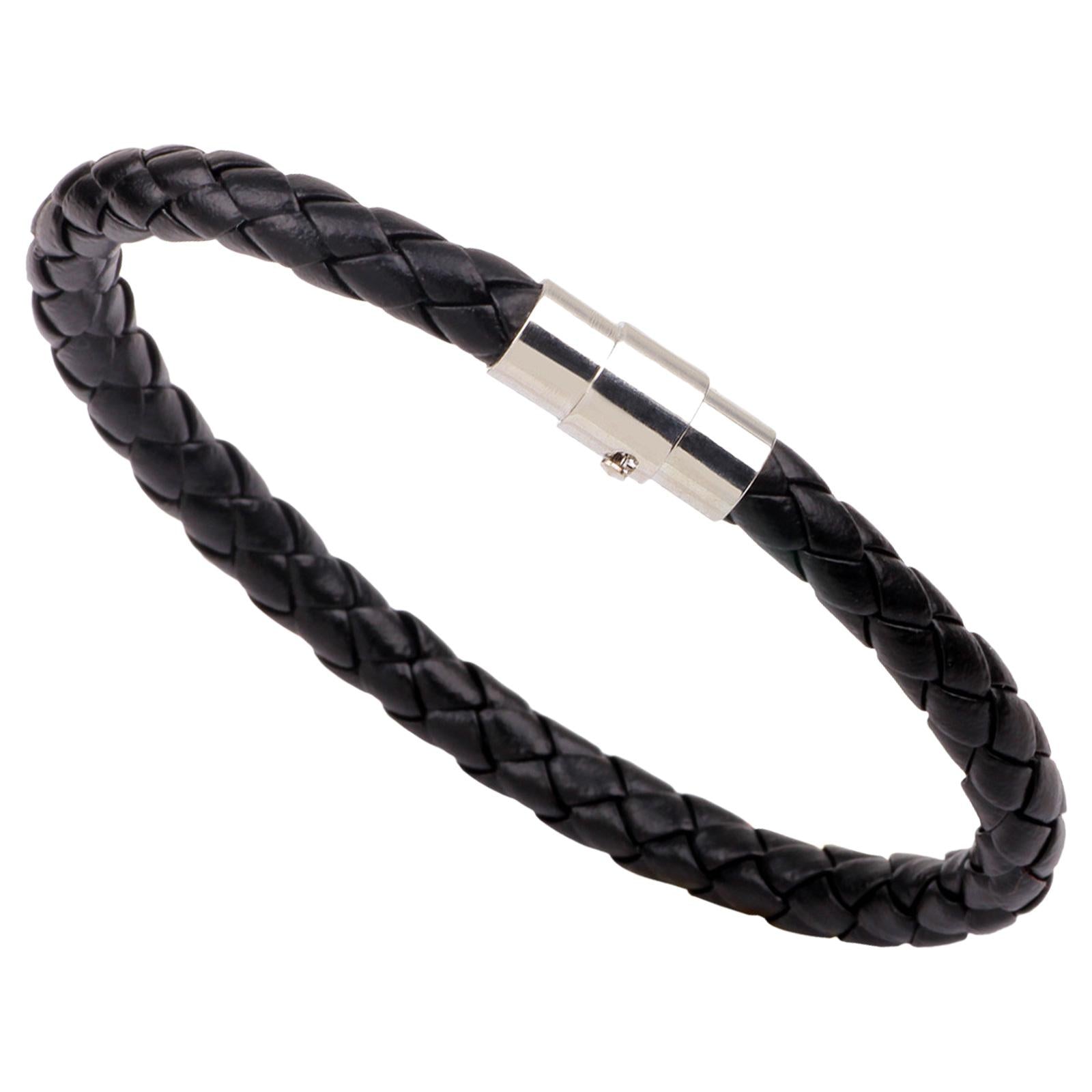 Braided Leather Bracelet for Men Women for Travel Father's Day Birthday Gift Black