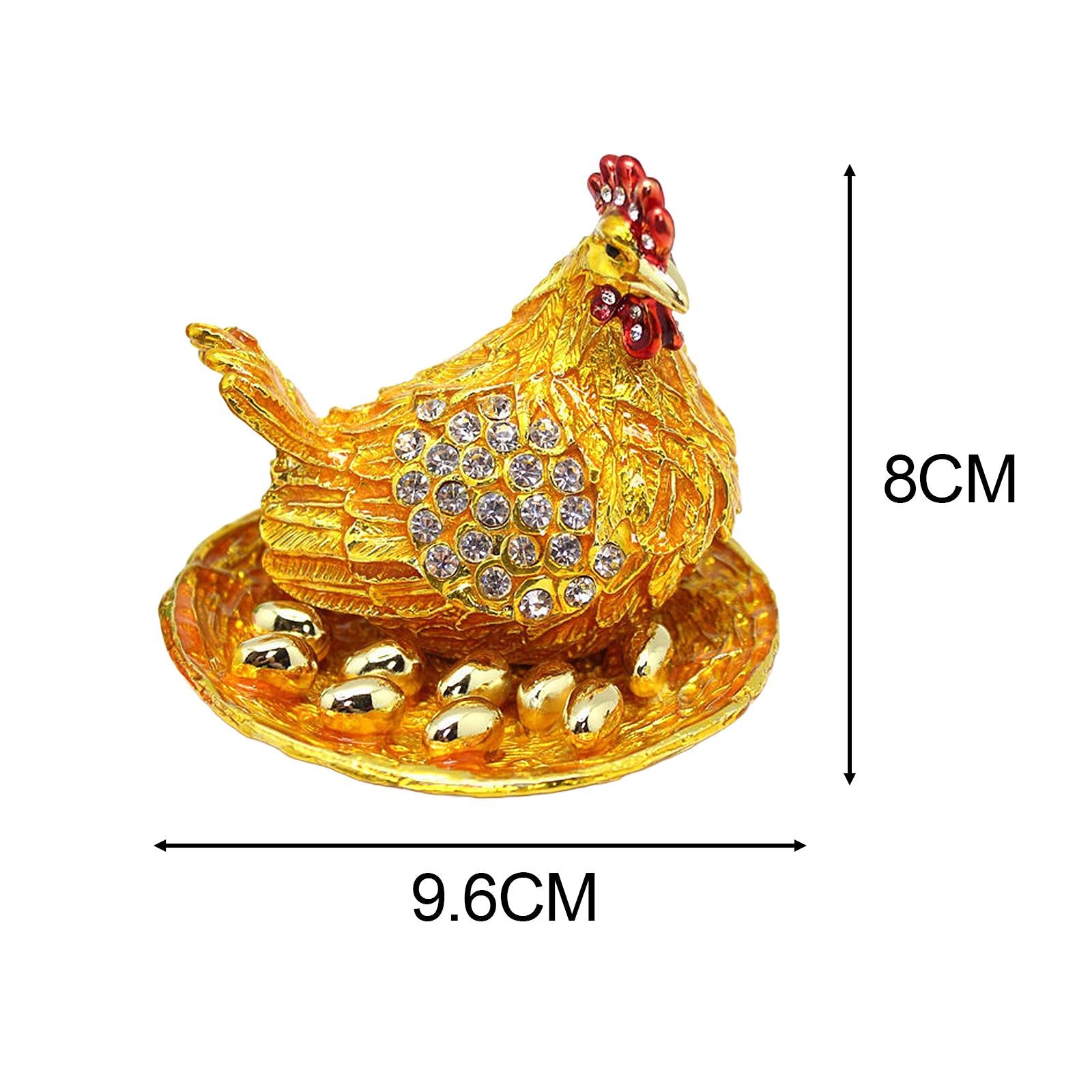 Hen Hatching Eggs Jewelry Box Alloy Jewelry Organizer for Desktop Decoration gold