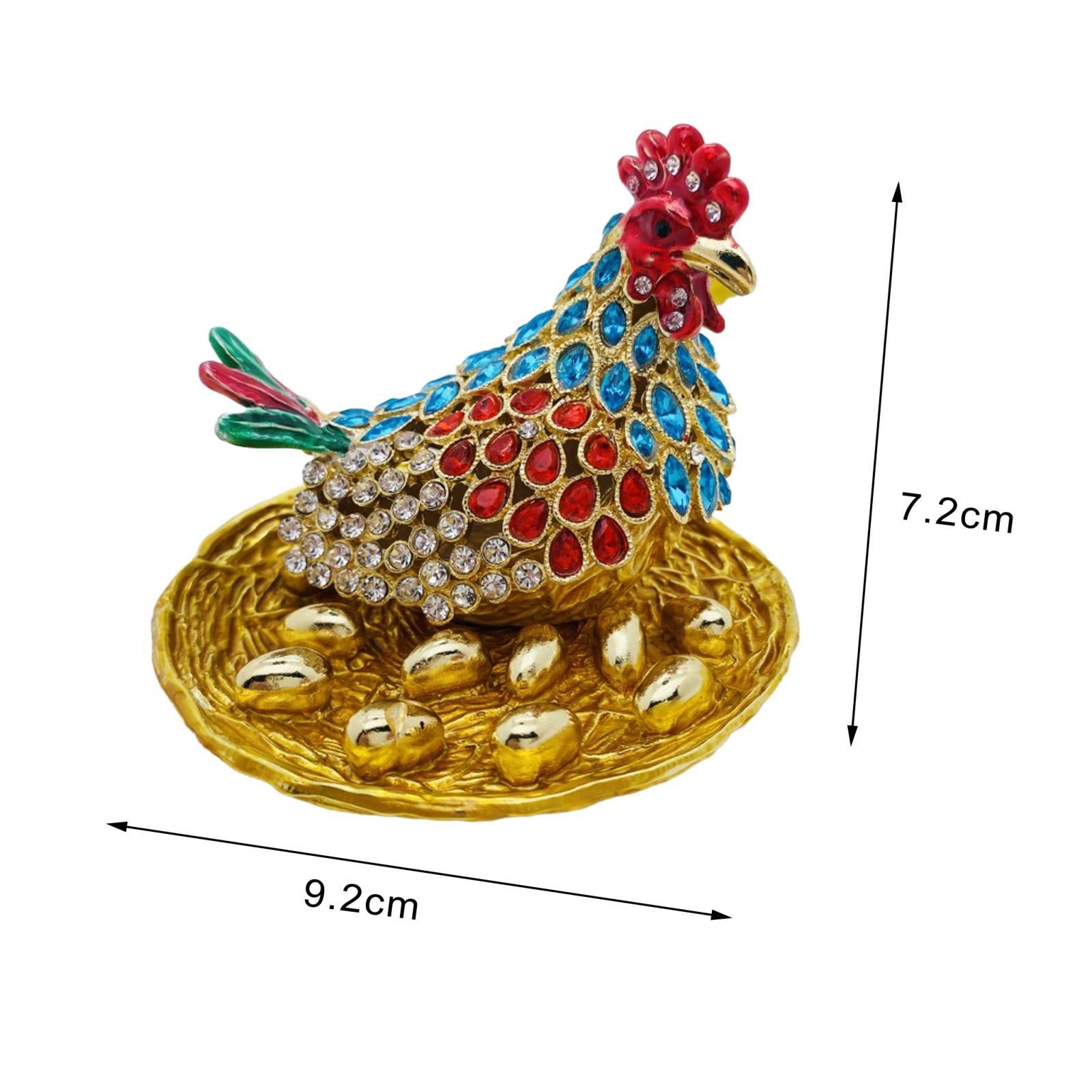 Hen Hatching Eggs Figurine Enameled Jewelry Box Treasure Chest Box for Women