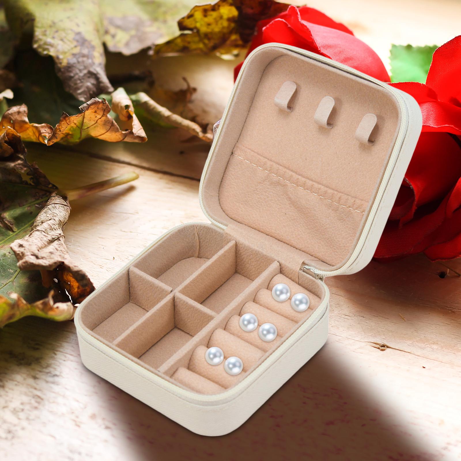 Jewelry Box Container Showcase Jewelry Storage Box for Pendant Charm Earring Beige