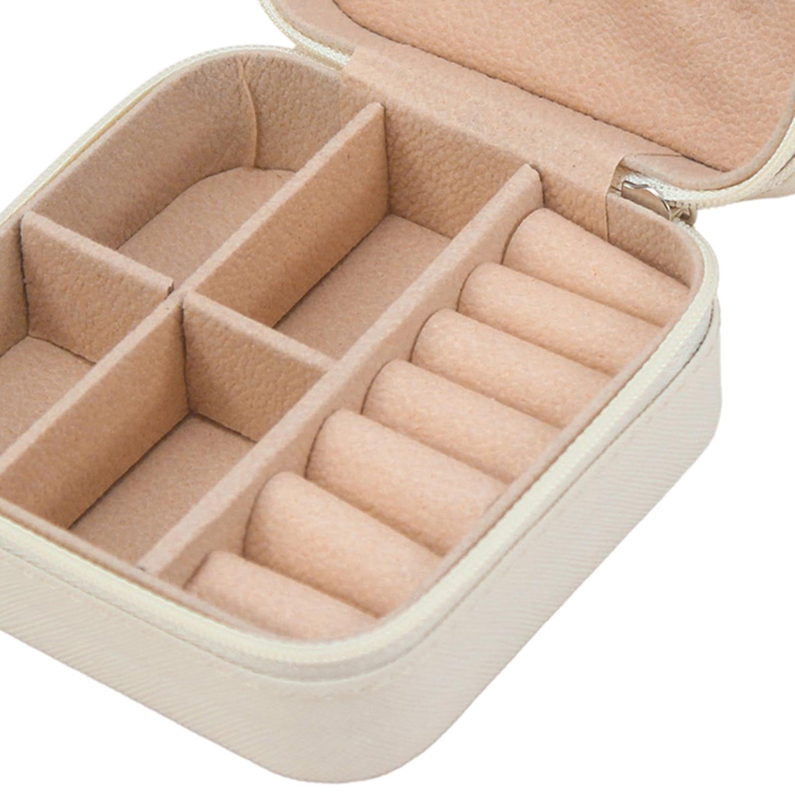 Jewelry Box Container Showcase Jewelry Storage Box for Pendant Charm Earring Beige