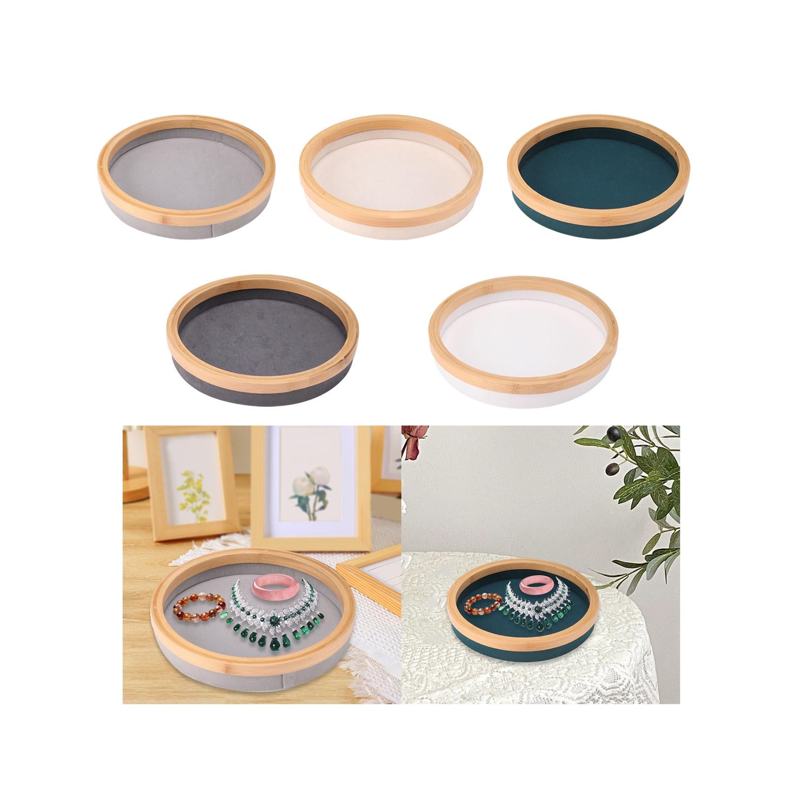 Jewelry Tray Round Jewelry Holder for Bangle Necklace Bracelet Rings Earring Gray