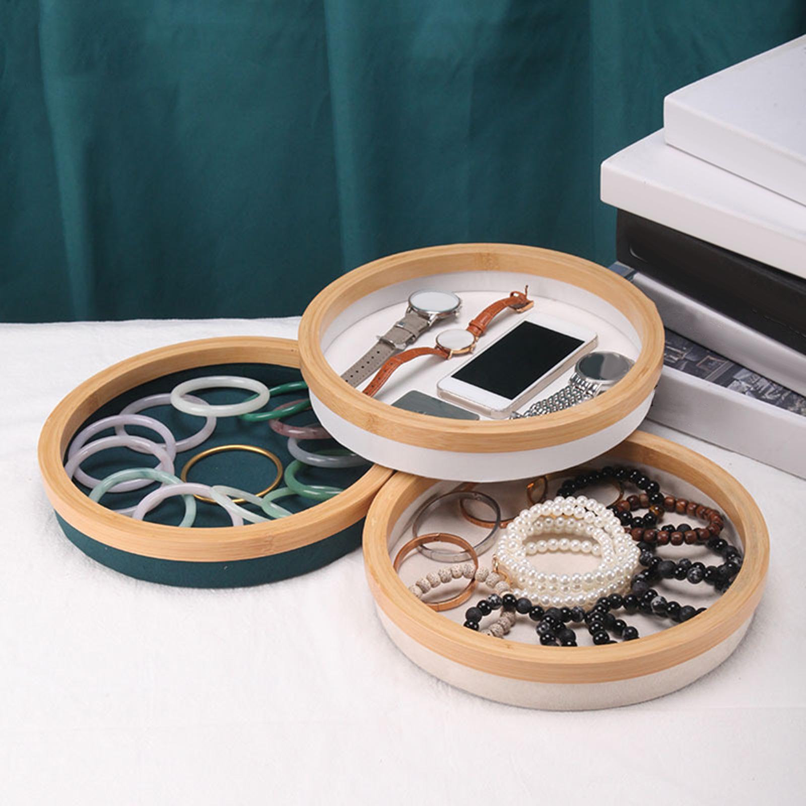 Jewelry Tray Round Jewelry Holder for Bangle Necklace Bracelet Rings Earring Dark Gray