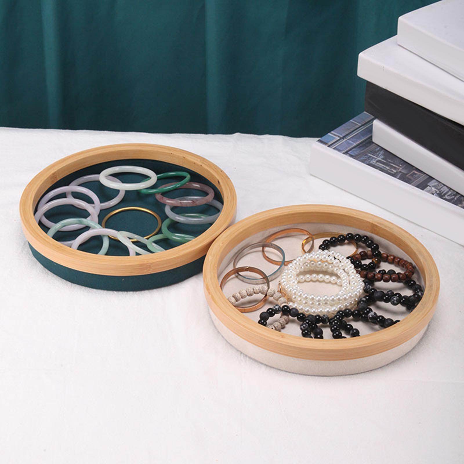 Jewelry Tray Round Jewelry Holder for Bangle Necklace Bracelet Rings Earring Dark Gray