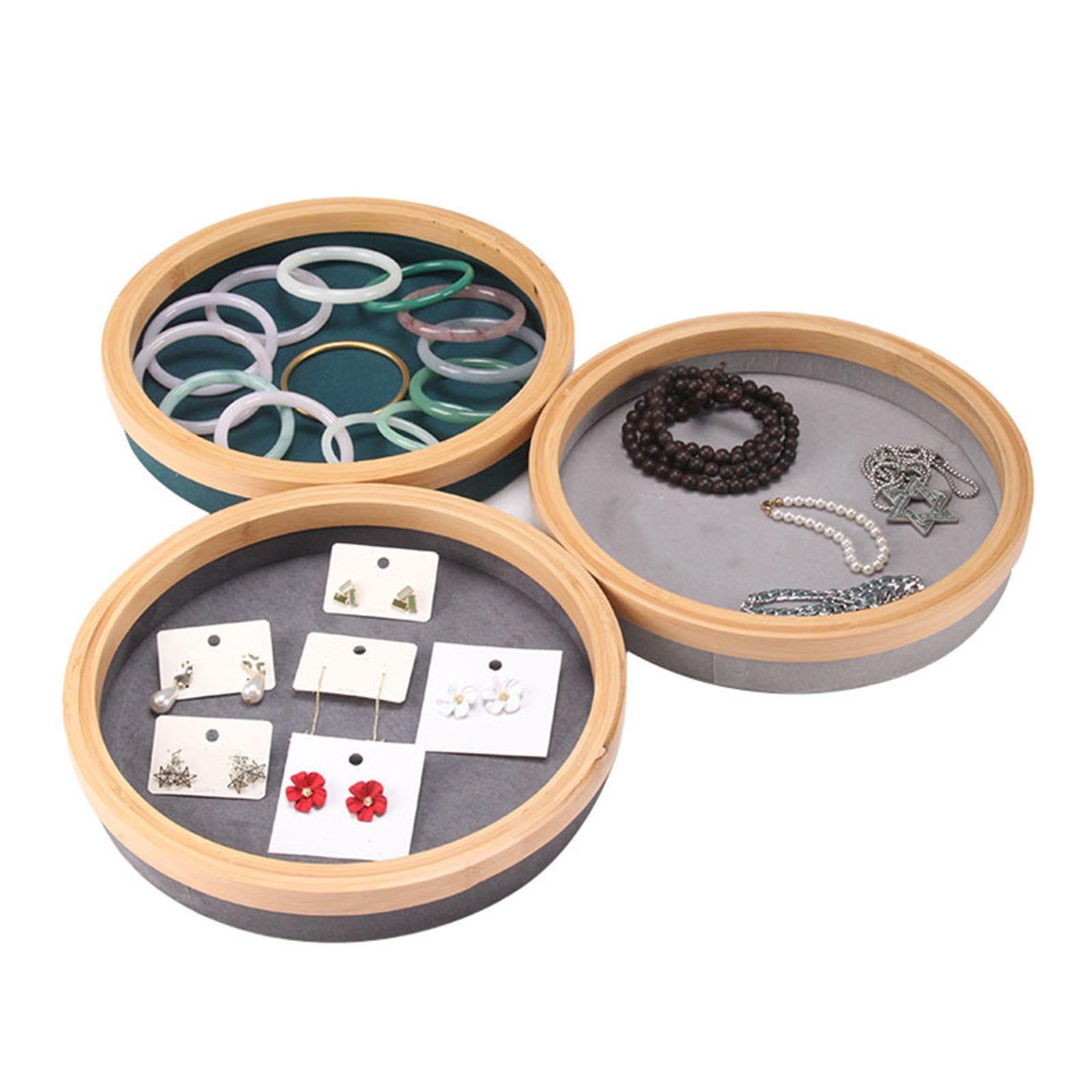 Jewelry Tray Round Jewelry Holder for Bangle Necklace Bracelet Rings Earring Dark Gray
