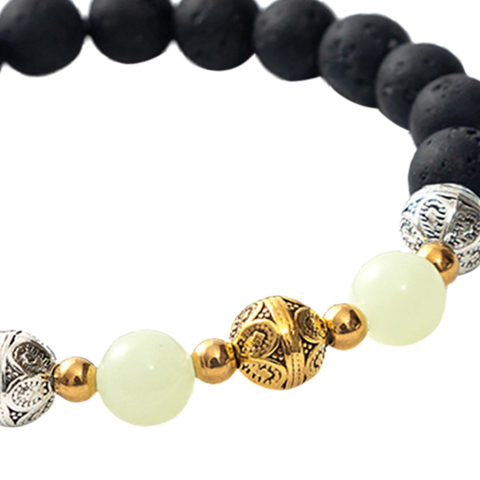 Luminous Bracelet Ball Beads Bracelet Women Couples Stylish Elastic Bracelet Blue and Green