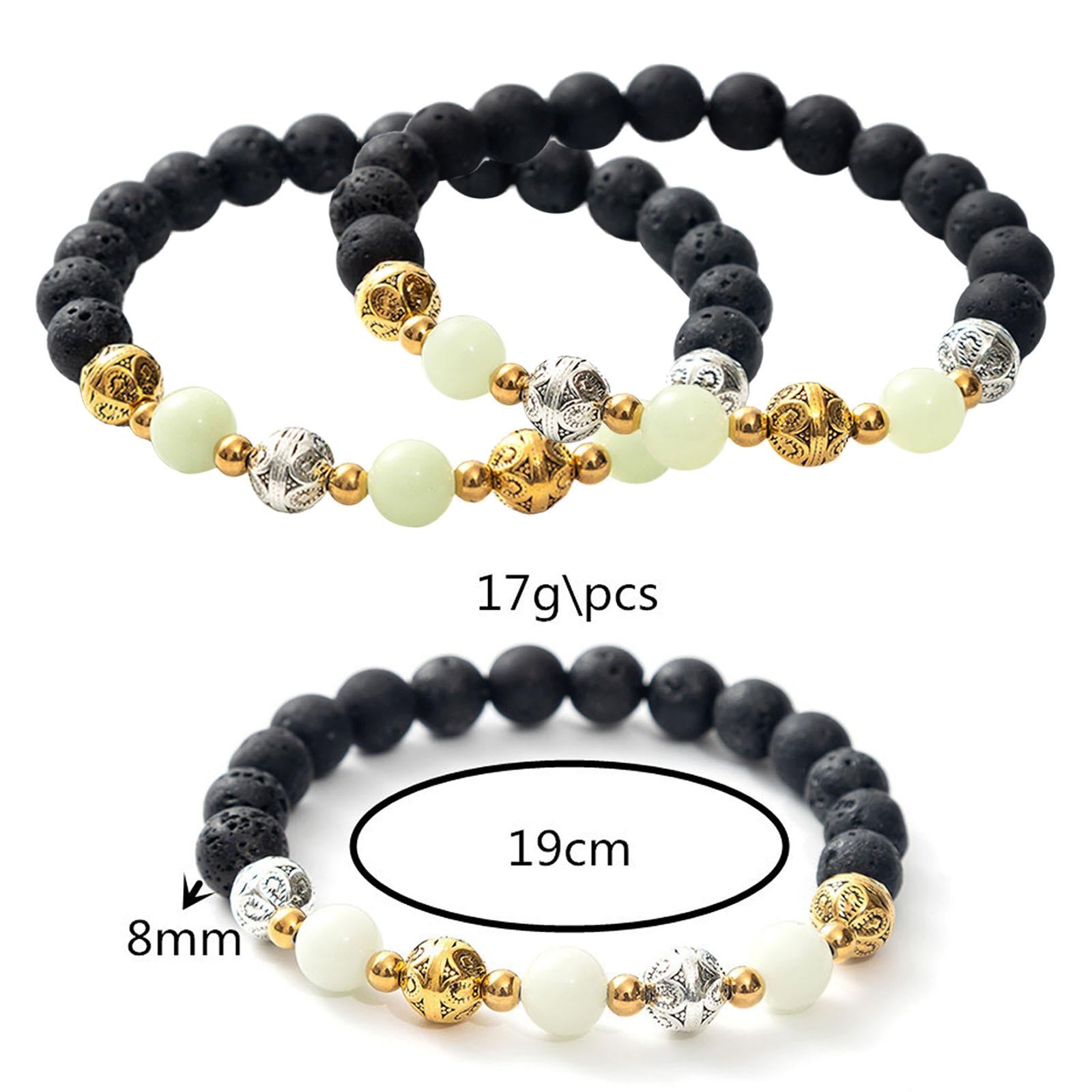 Luminous Bracelet Ball Beads Bracelet Women Couples Stylish Elastic Bracelet Blue and Green
