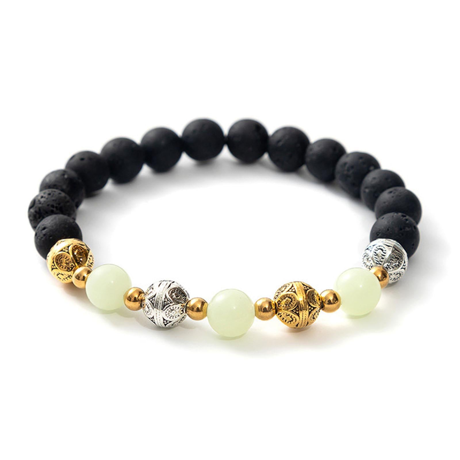 Luminous Bracelet Ball Beads Bracelet Women Couples Stylish Elastic Bracelet Blue and Green