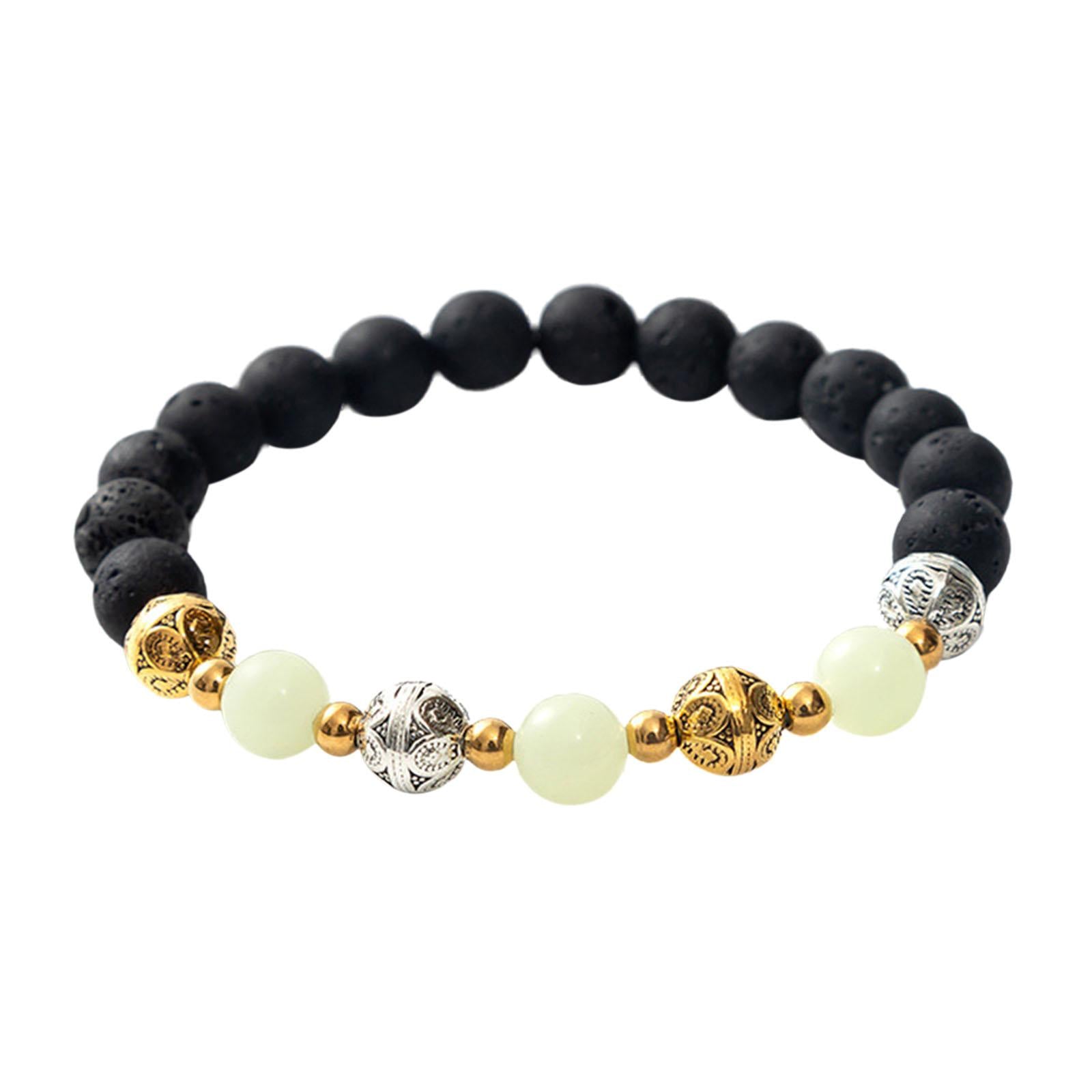 Luminous Bracelet Ball Beads Bracelet Women Couples Stylish Elastic Bracelet Blue and Green