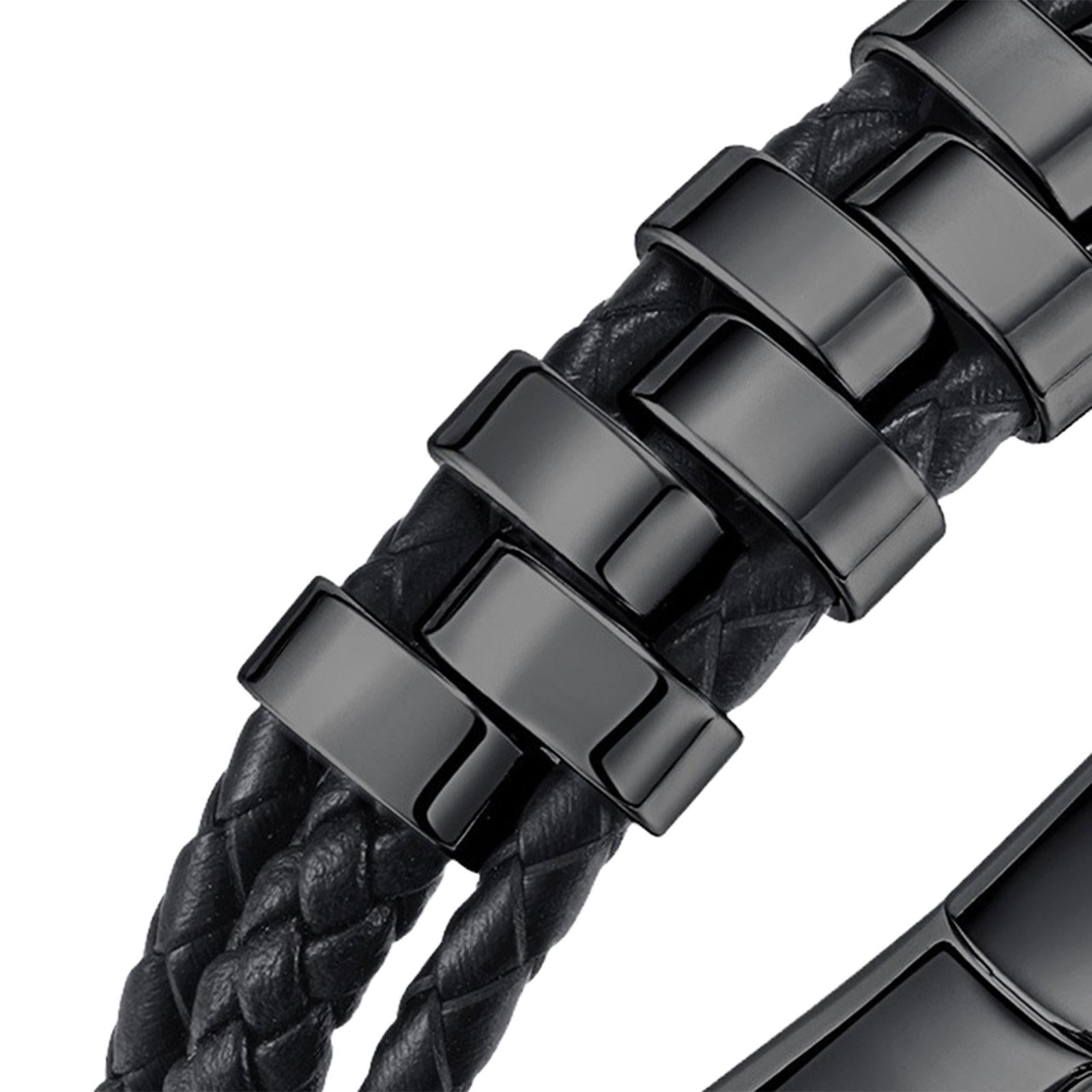 Braided Bracelet Gift Punk Rock Tribal Cuff Bracelet for Men Women Boyfriend Black