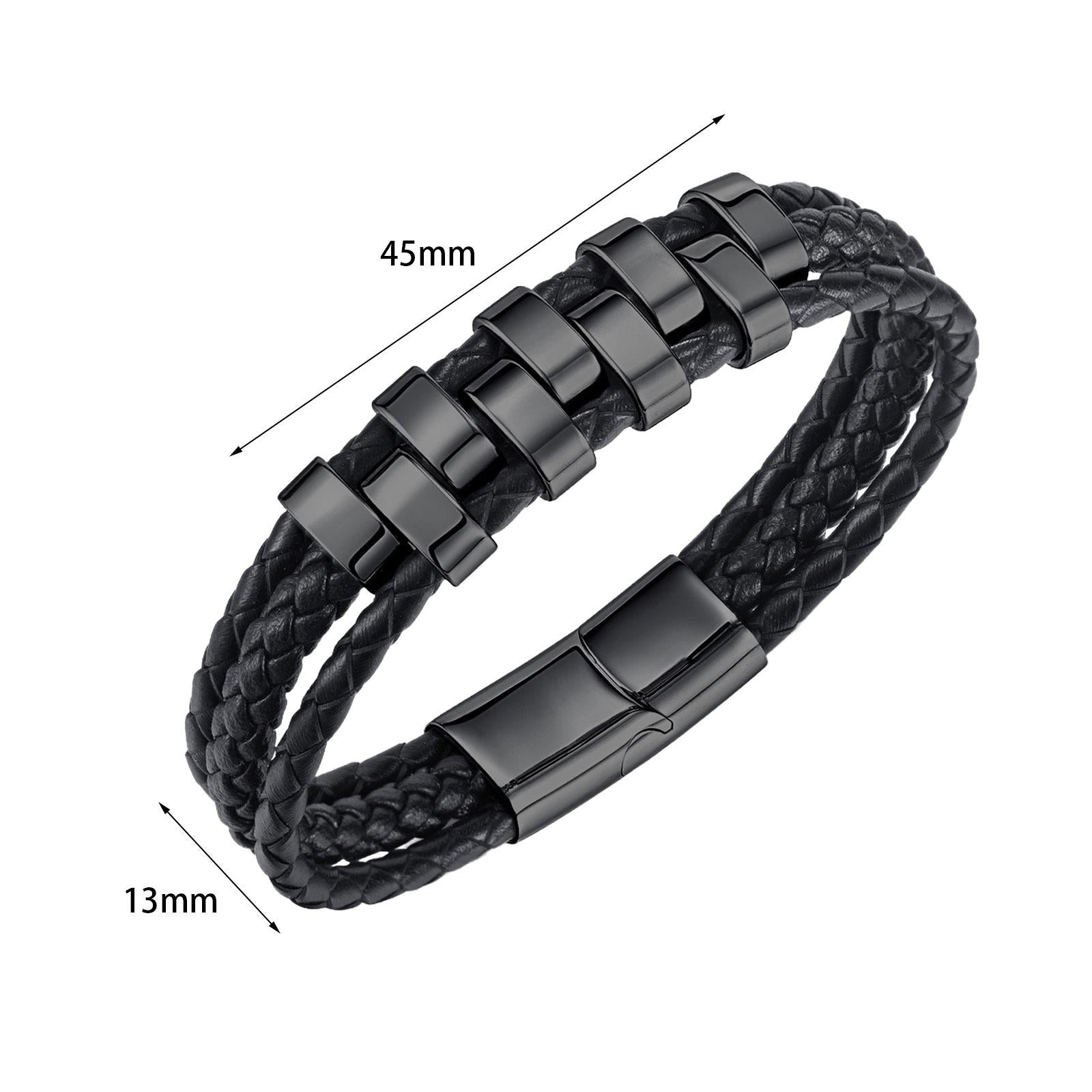 Braided Bracelet Gift Punk Rock Tribal Cuff Bracelet for Men Women Boyfriend Black