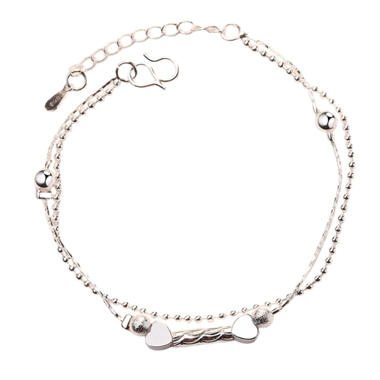 Women Bracelet Mother's Day Gift Wrist Jewelry for Holidays Engagement Lover Two Hearts