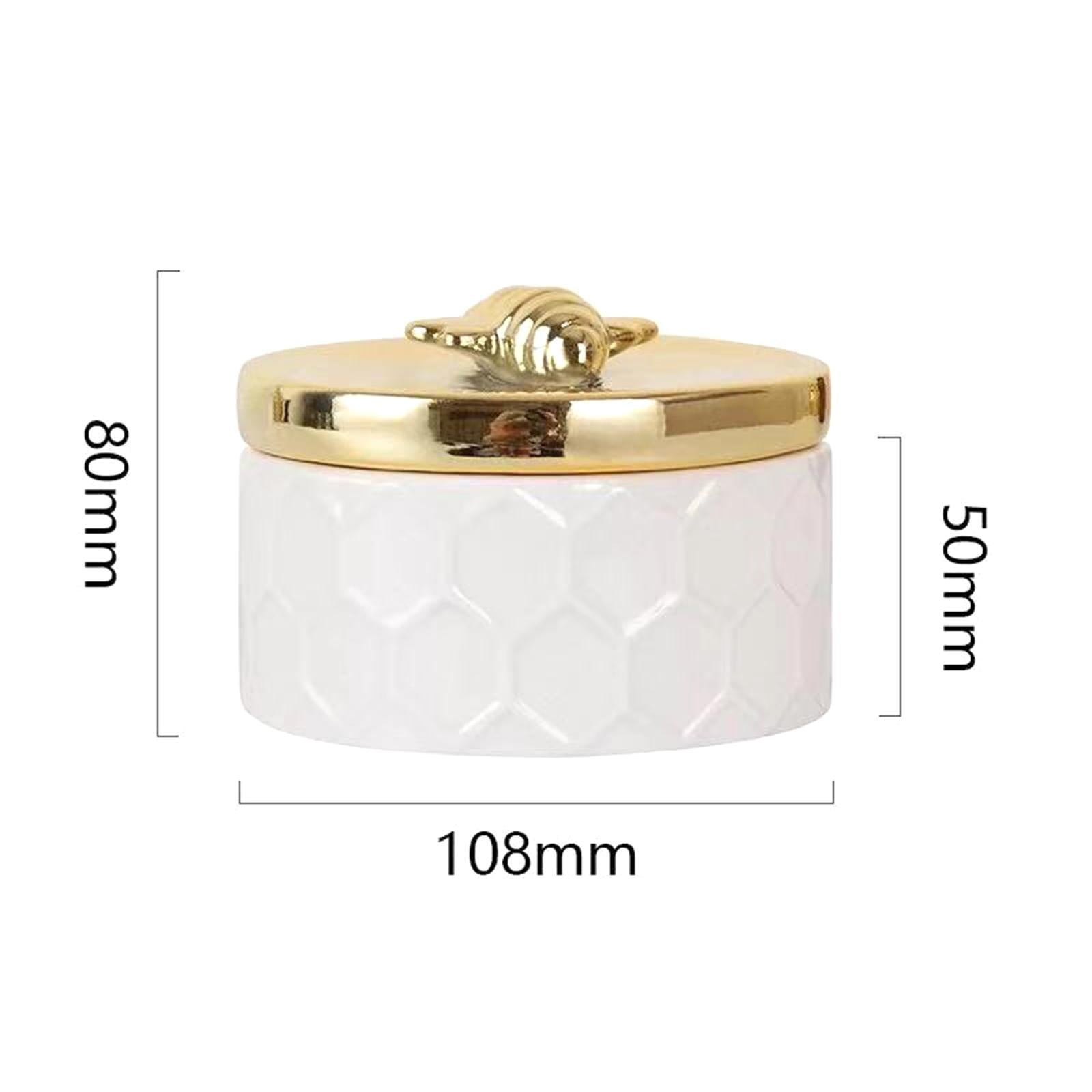Ceramic Jewelry Box with Bee Lid Small Keepsake Gift Box Case for Hand Chain
