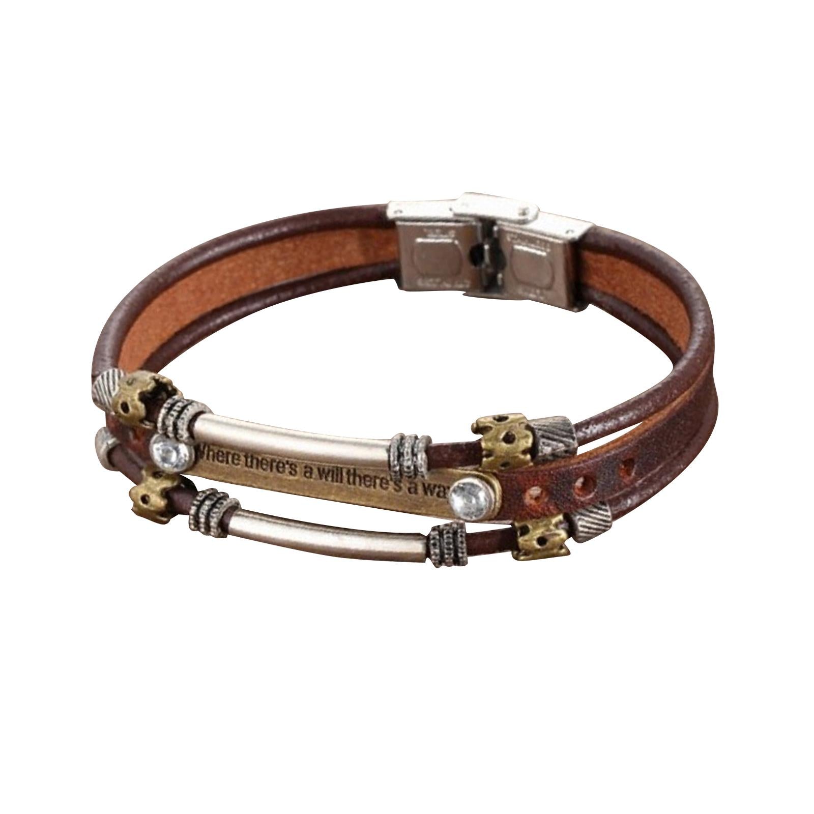 Leather Bracelet Wristband Fathers Day Mens Leather Bracelet Son Style B