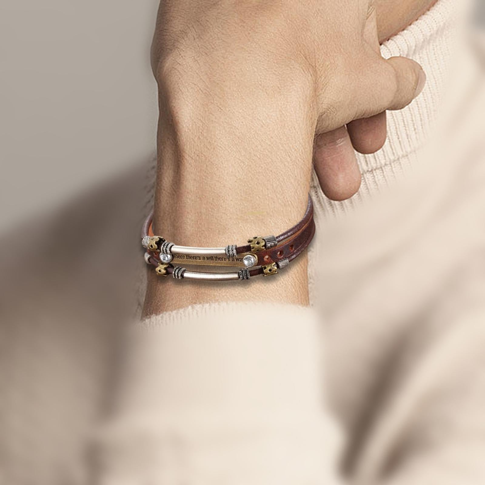 Leather Bracelet Wristband Fathers Day Mens Leather Bracelet Son Style B