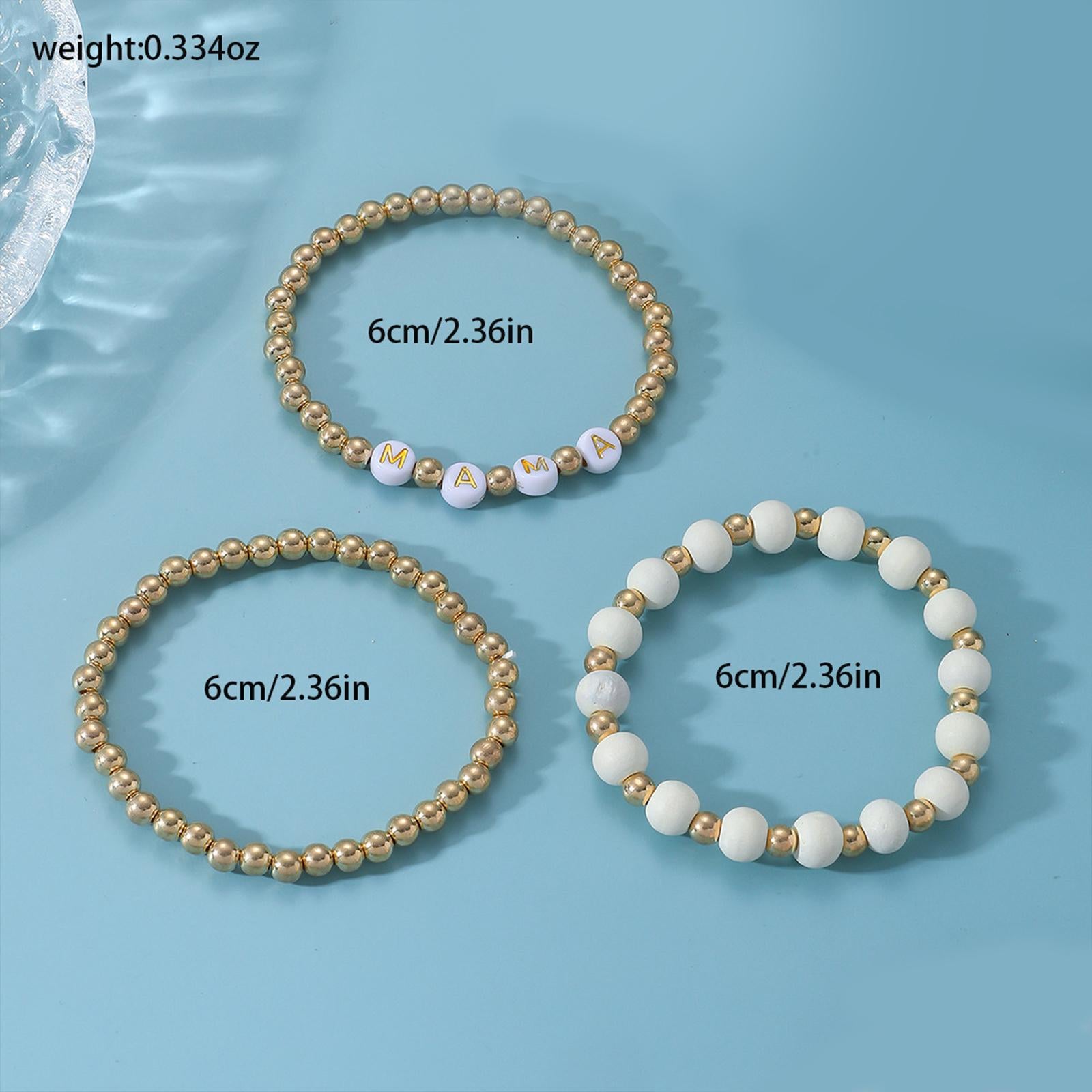 3Pcs Mother's Day Bracelet Mama Charms Beads Bracelet for Thanksgiving Women
