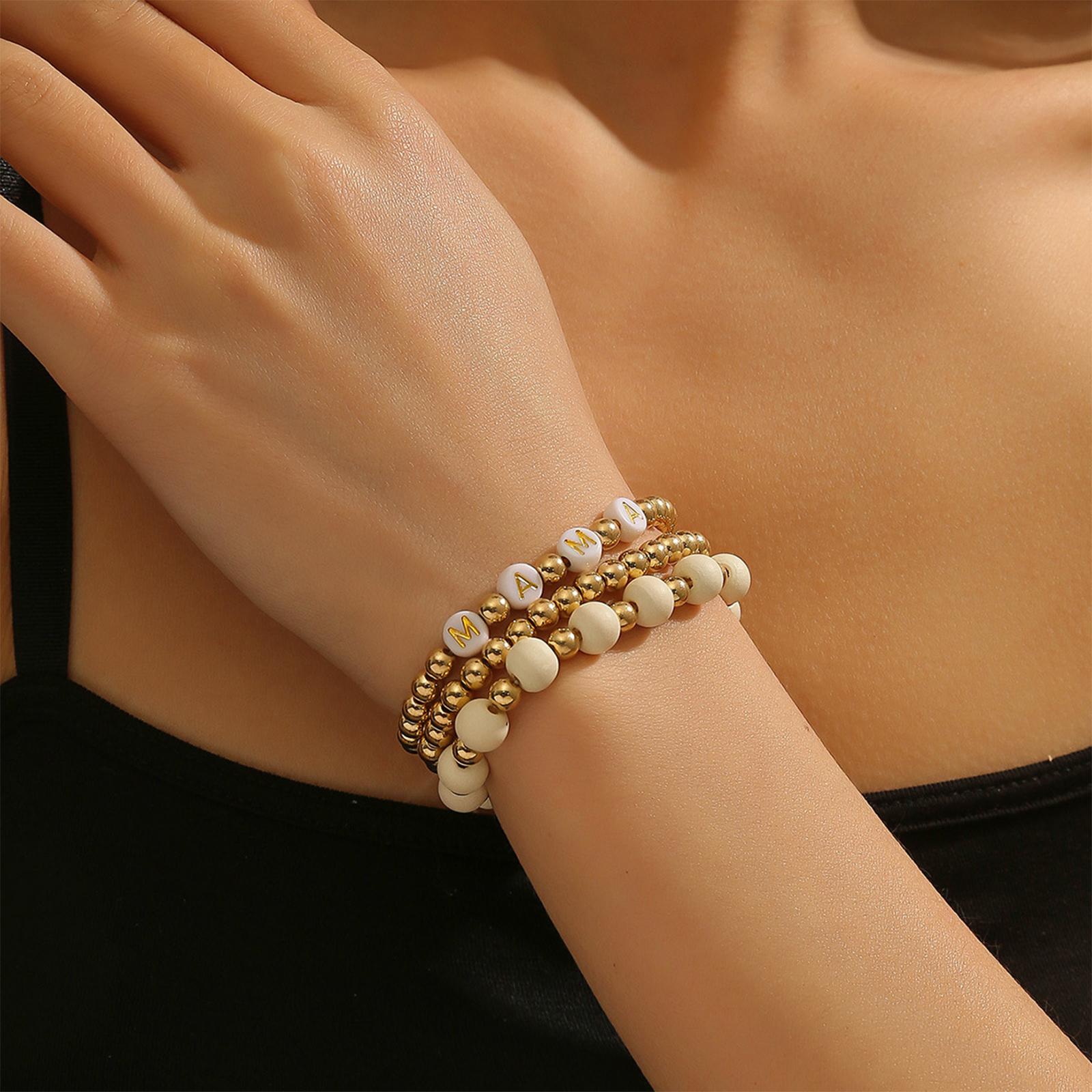 3Pcs Mother's Day Bracelet Mama Charms Beads Bracelet for Thanksgiving Women