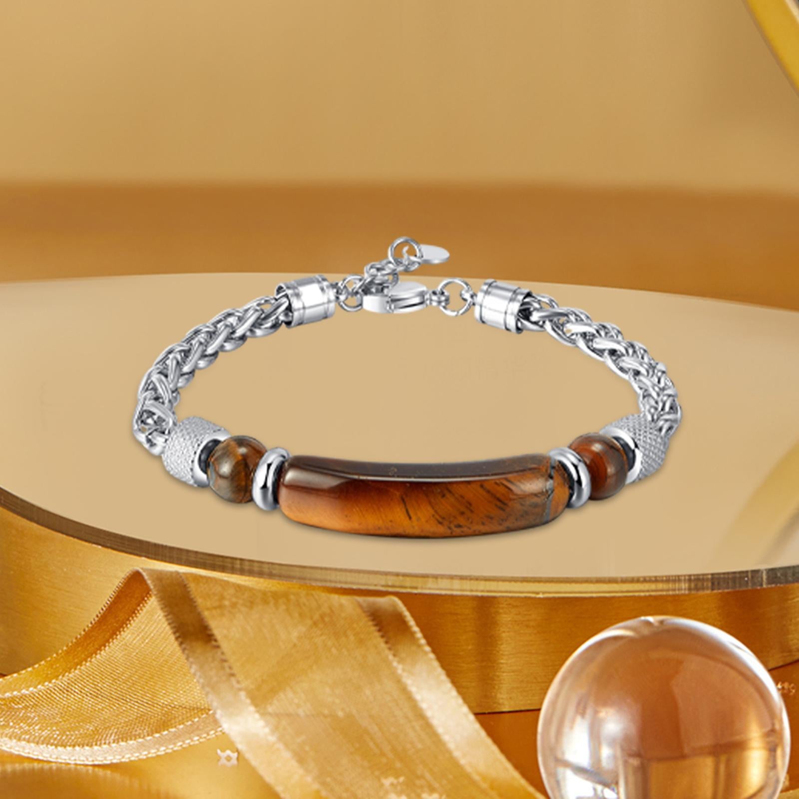 Men's Bracelet from Wife Wrist Bangle for Husband Birthday Father's Day Gift Brown