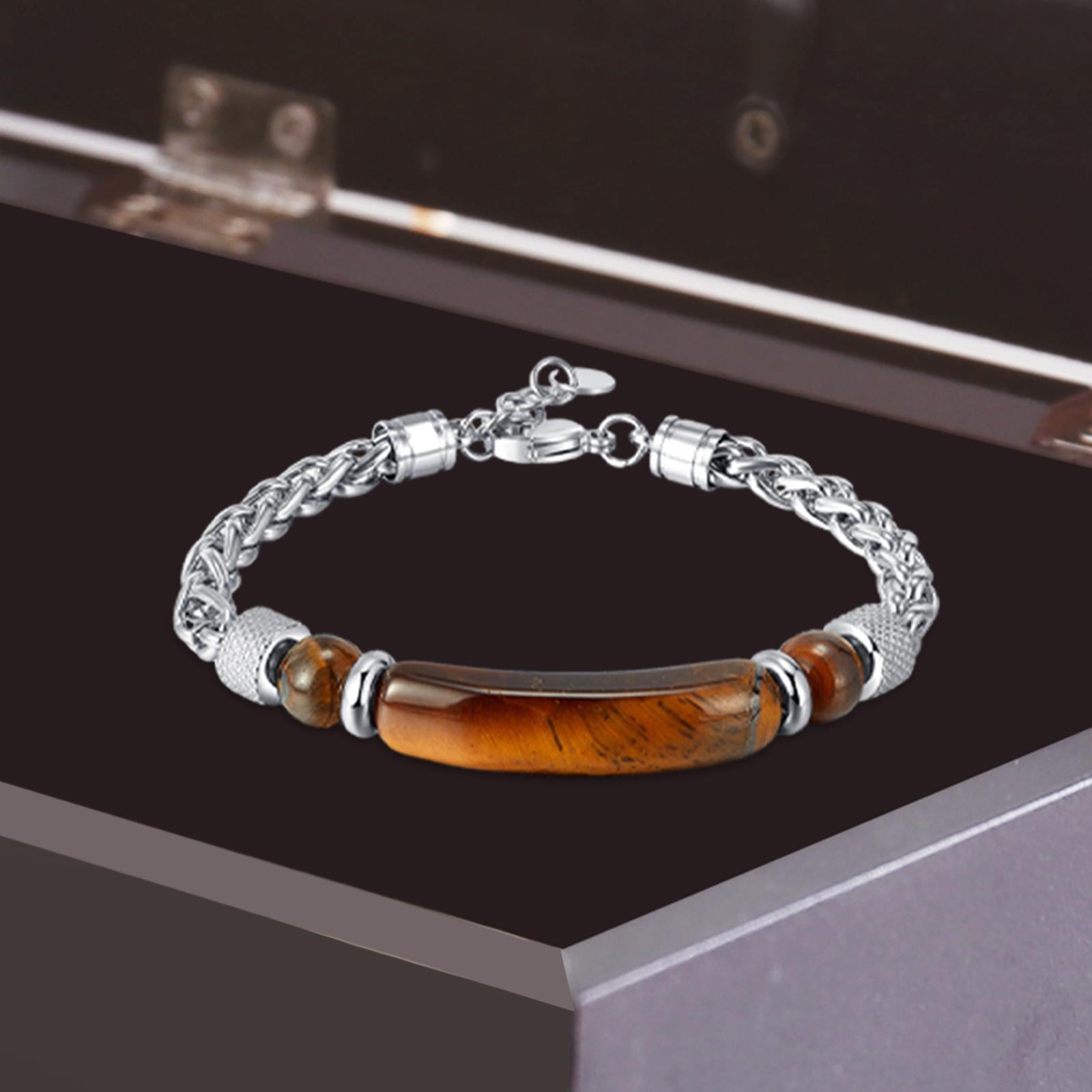 Men's Bracelet from Wife Wrist Bangle for Husband Birthday Father's Day Gift Brown