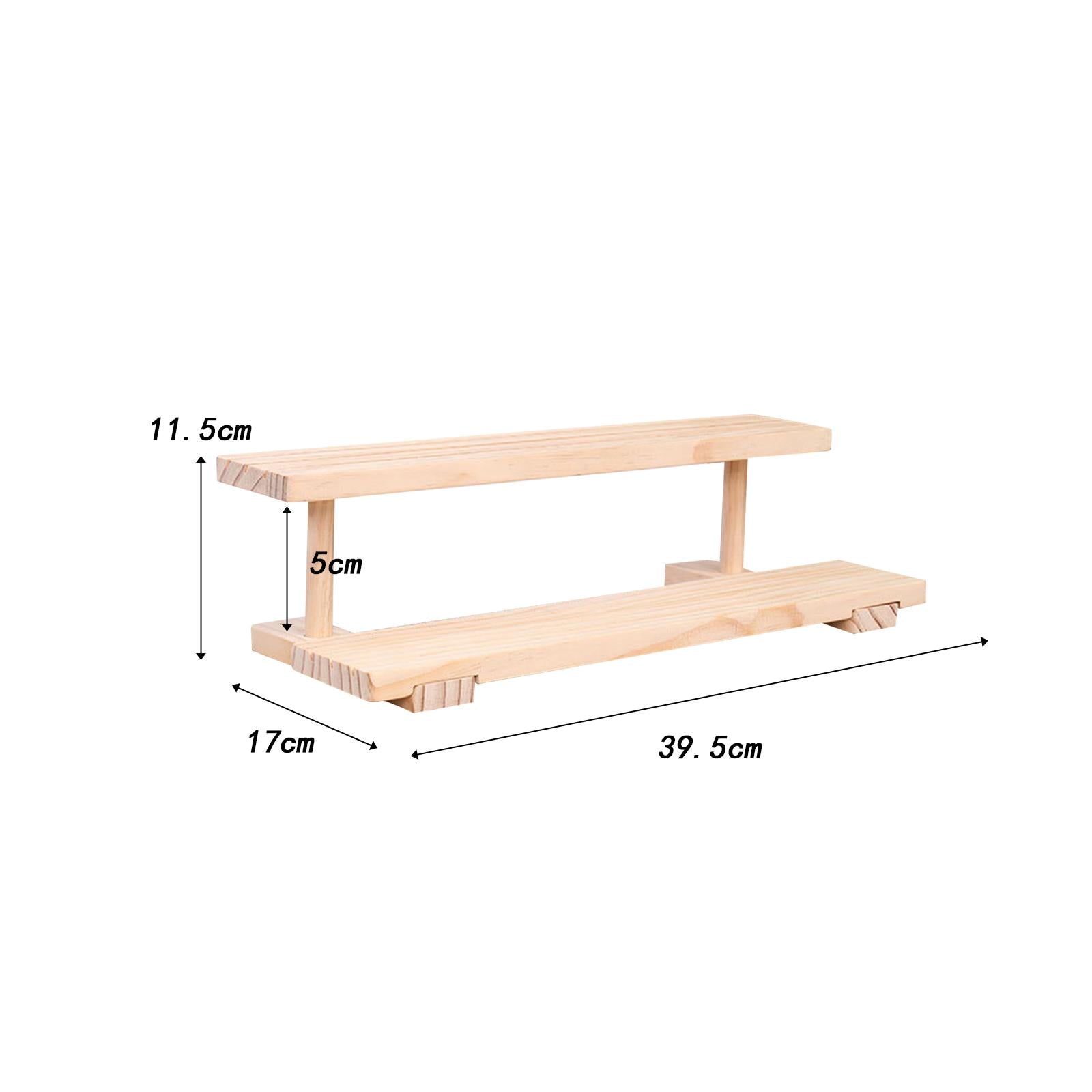Wood Display Riser Modern Creative Jewelry Rack for Figures Dolls Sculptures 2 Layer Wood Color