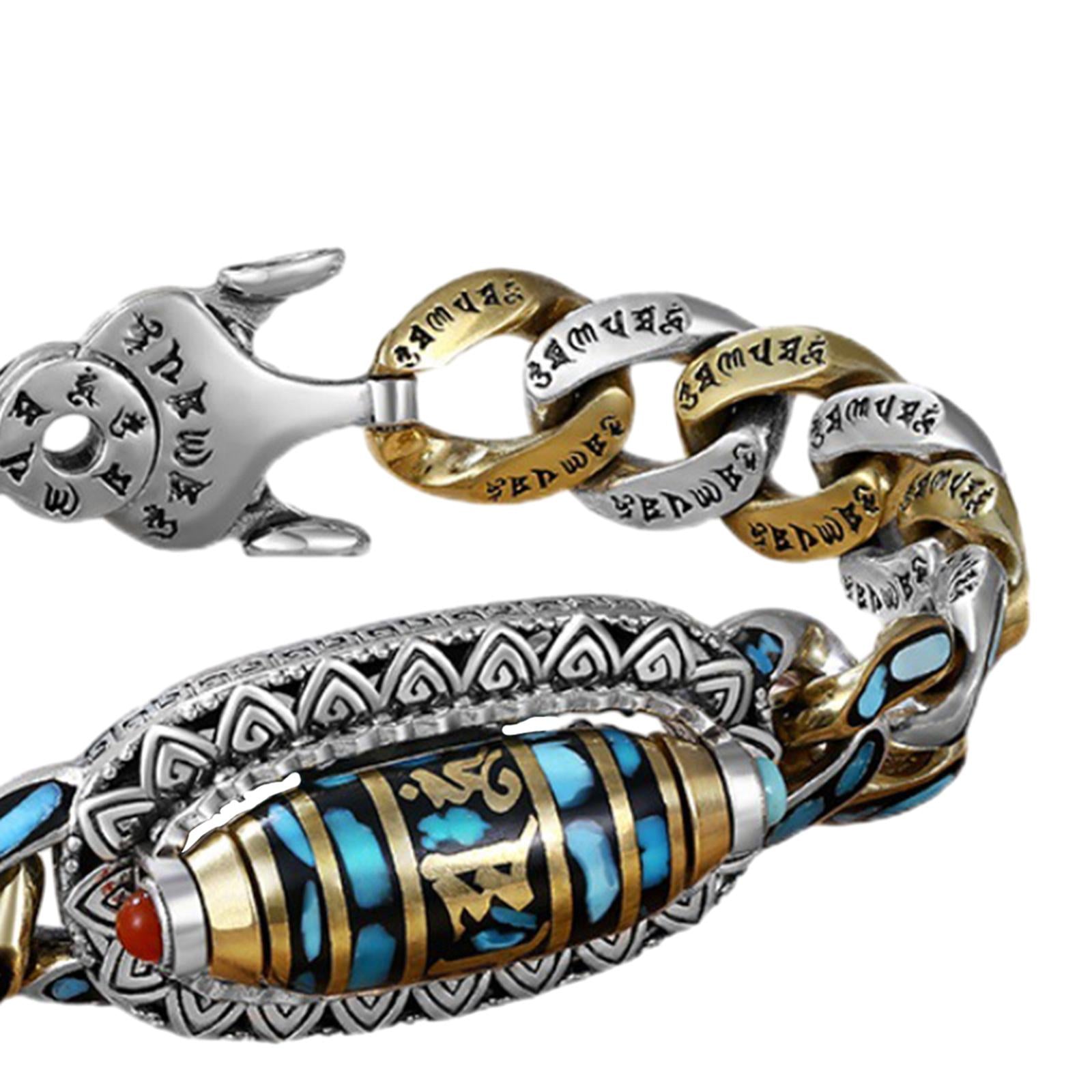 Six Character Mantra Bracelet Creative Rotating Nine Eyes Dzi Beads Bracelet 22CM