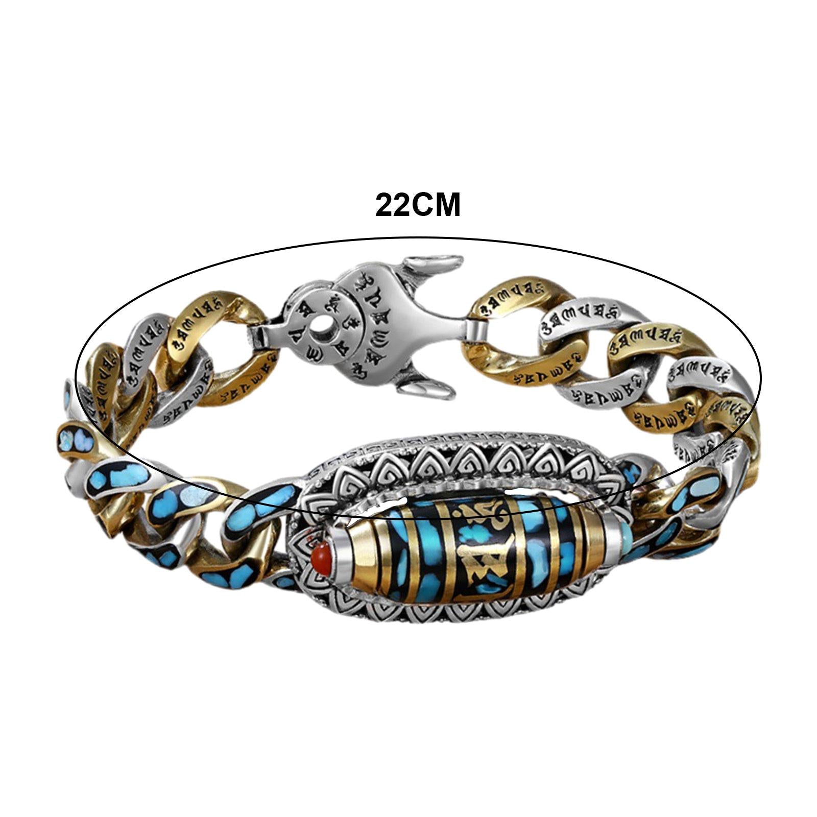 Six Character Mantra Bracelet Creative Rotating Nine Eyes Dzi Beads Bracelet 22CM