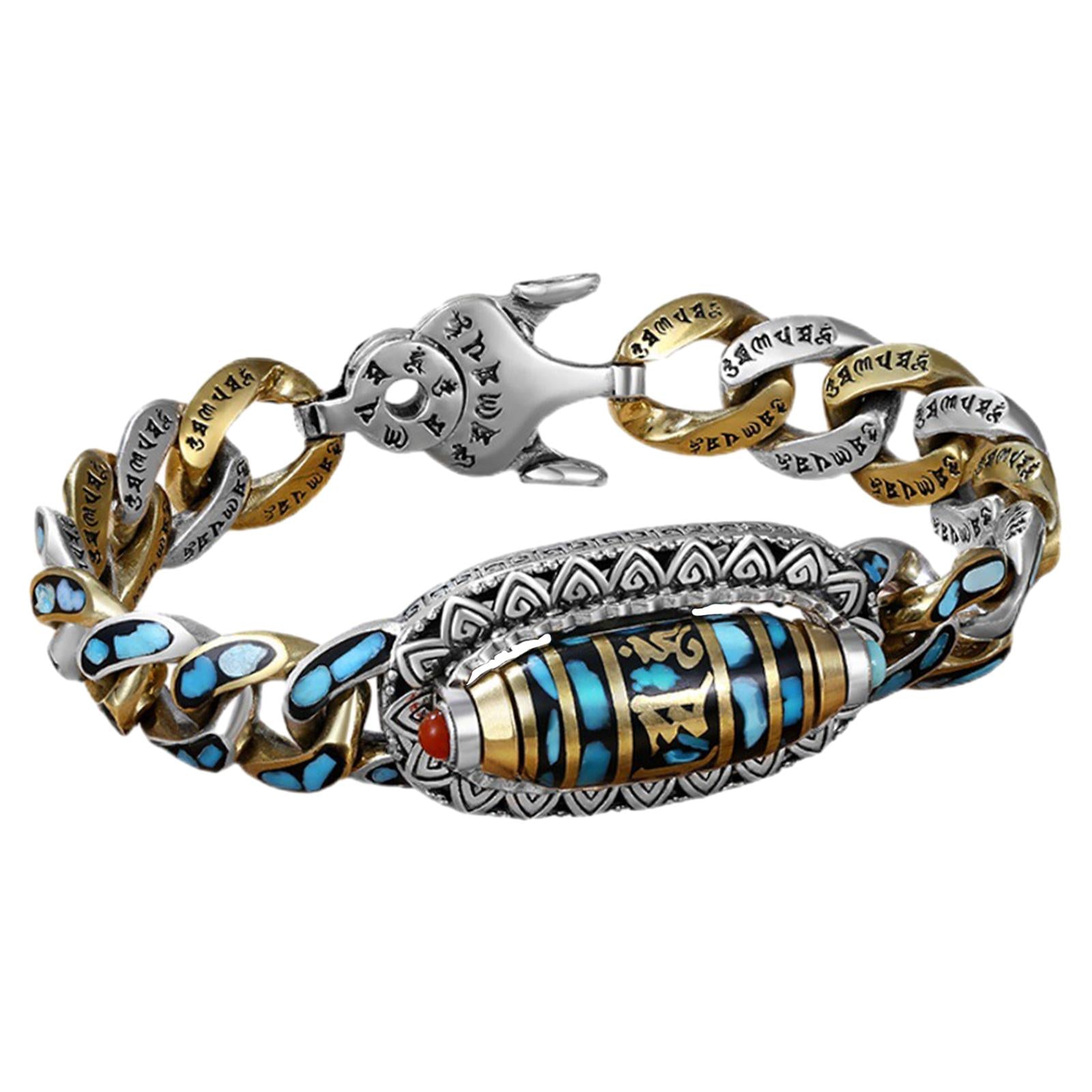 Six Character Mantra Bracelet Creative Rotating Nine Eyes Dzi Beads Bracelet 22CM