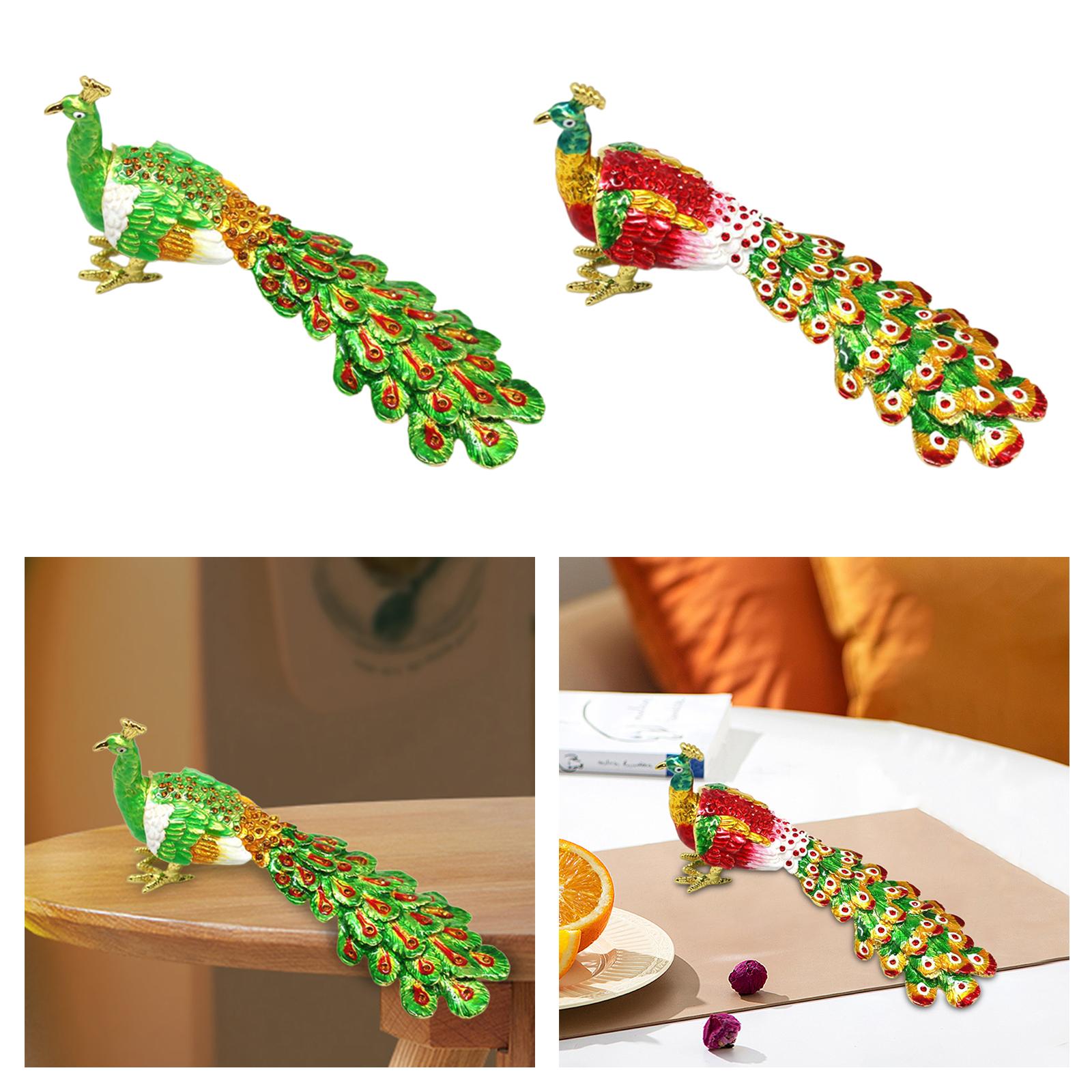 Peacock Trinket Box Good Enameled Jewelry Box for Necklace Bracelet Earrings Green