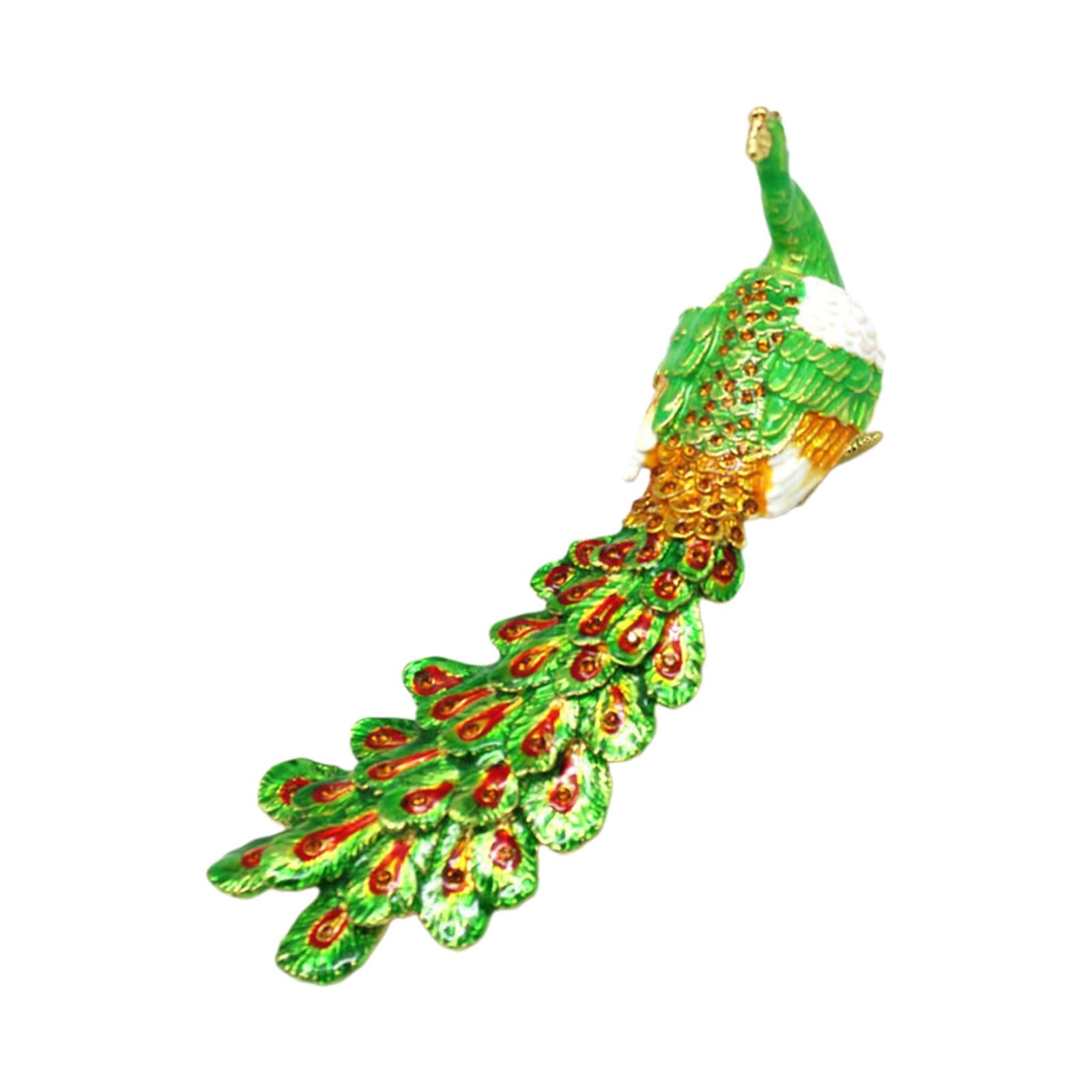 Peacock Trinket Box Good Enameled Jewelry Box for Necklace Bracelet Earrings Green
