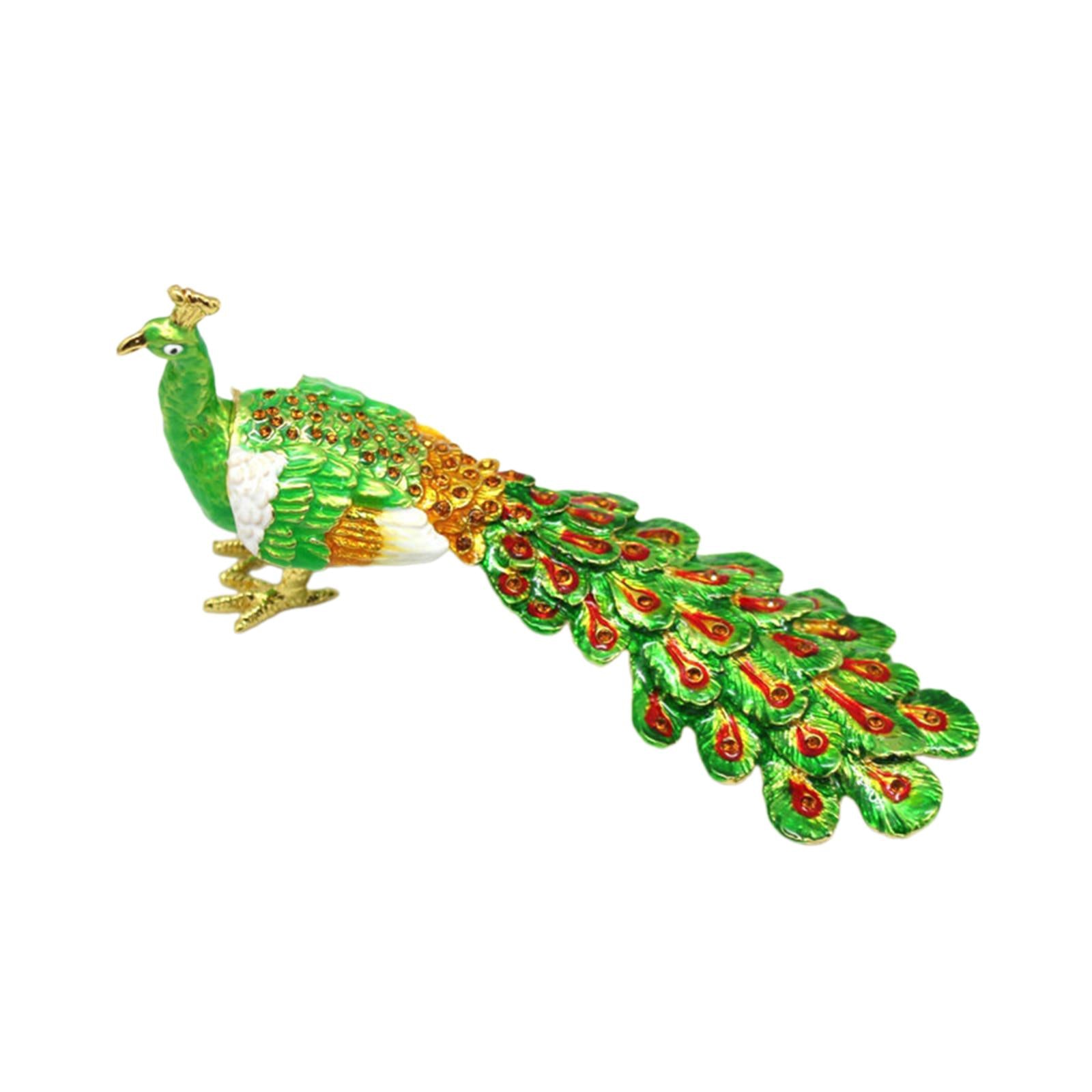 Peacock Trinket Box Good Enameled Jewelry Box for Necklace Bracelet Earrings Green