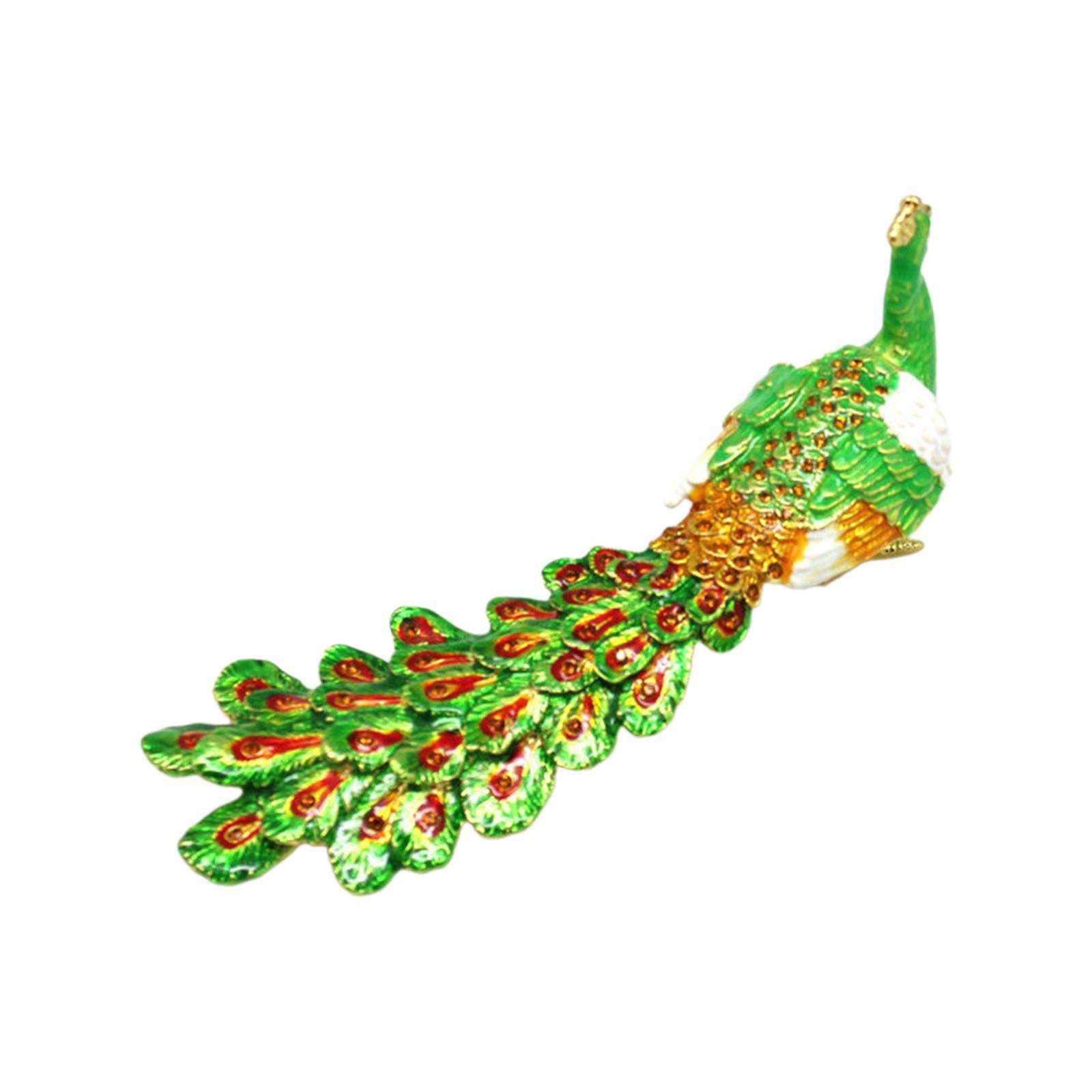 Peacock Trinket Box Good Enameled Jewelry Box for Necklace Bracelet Earrings Green