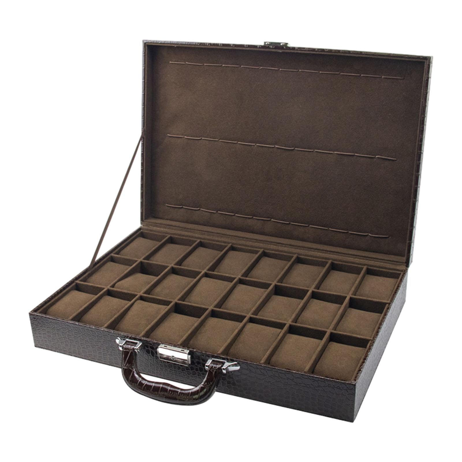 24 Slot Watch Box for Men Display Case Organizer Jewelry Storage Holder