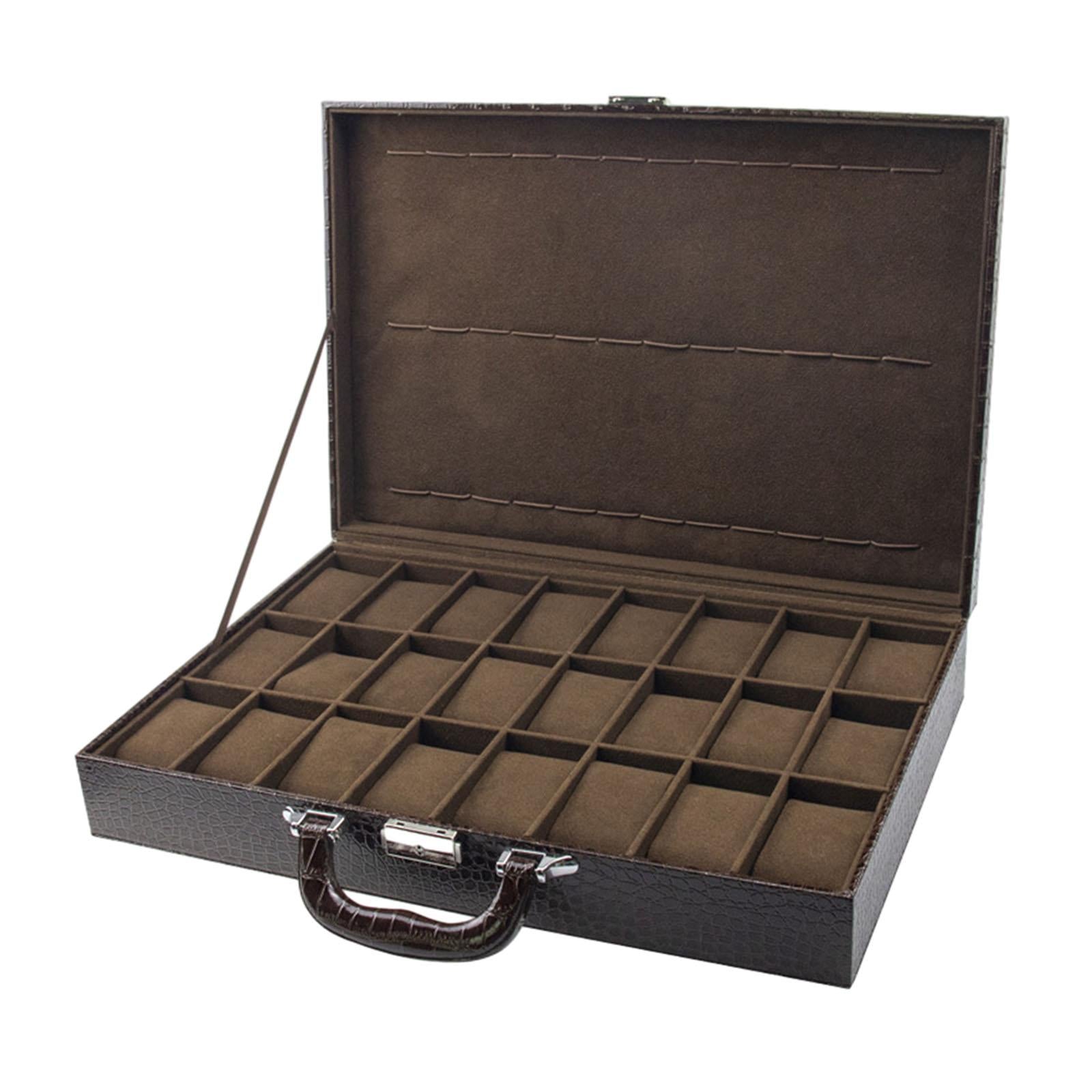 24 Slot Watch Box for Men Display Case Organizer Jewelry Storage Holder