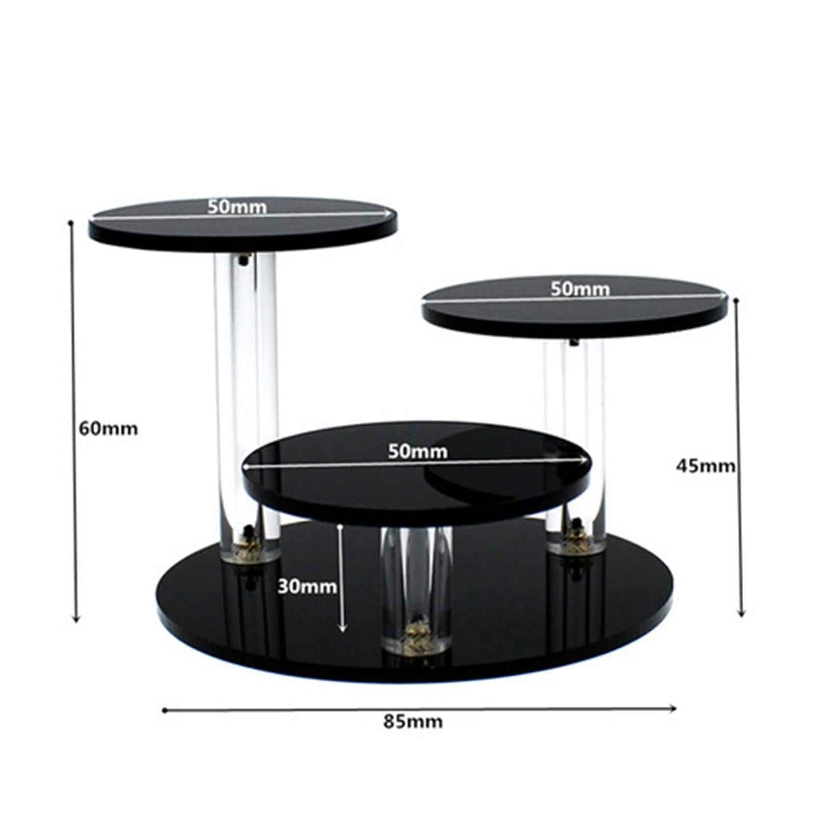 Round Acrylic Products Display Riser Stand 3 Tier for Jewelry Earrings Rocks Black