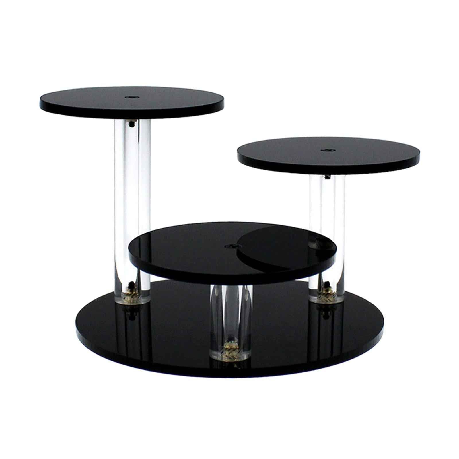 Round Acrylic Products Display Riser Stand 3 Tier for Jewelry Earrings Rocks Black