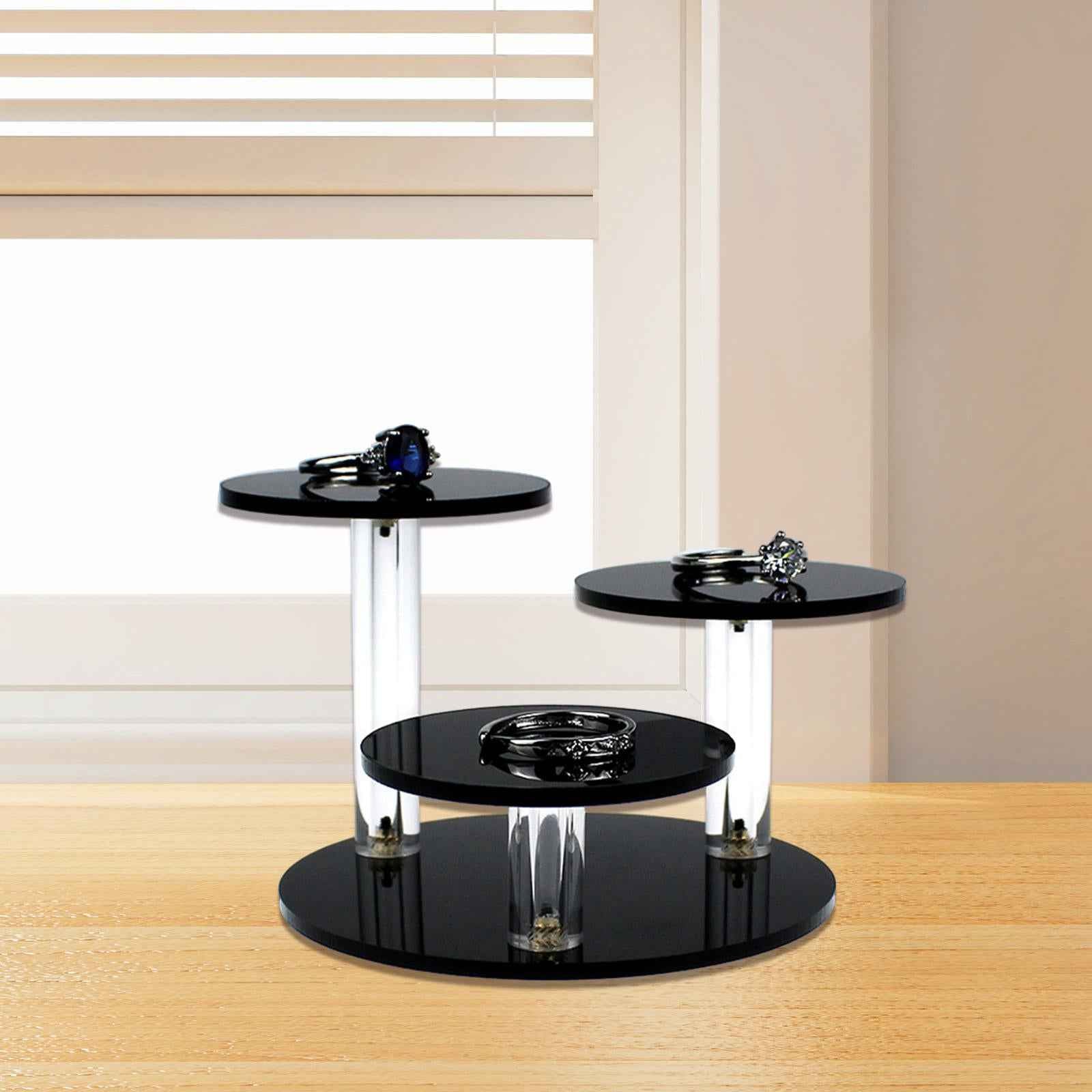 Round Acrylic Products Display Riser Stand 3 Tier for Jewelry Earrings Rocks Black