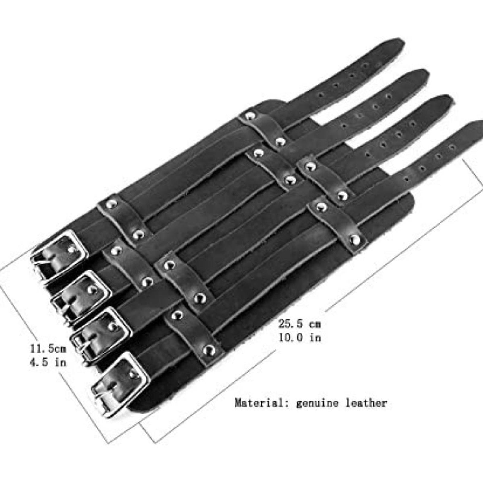 PU Leather Gauntlet Wristbands Medieval Arm Bracers for Stage Show Carnivals Black