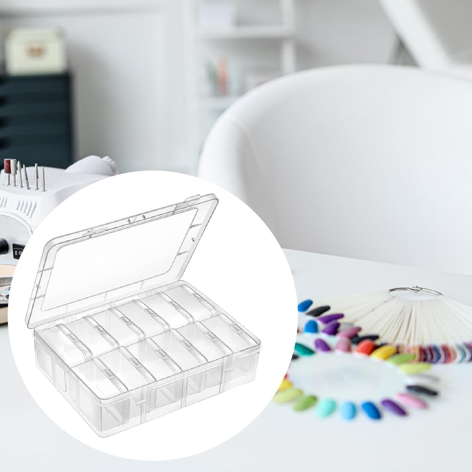Beads Storage Box Clear Jewellery Making Craft Supply Case 12 Grids with Lid