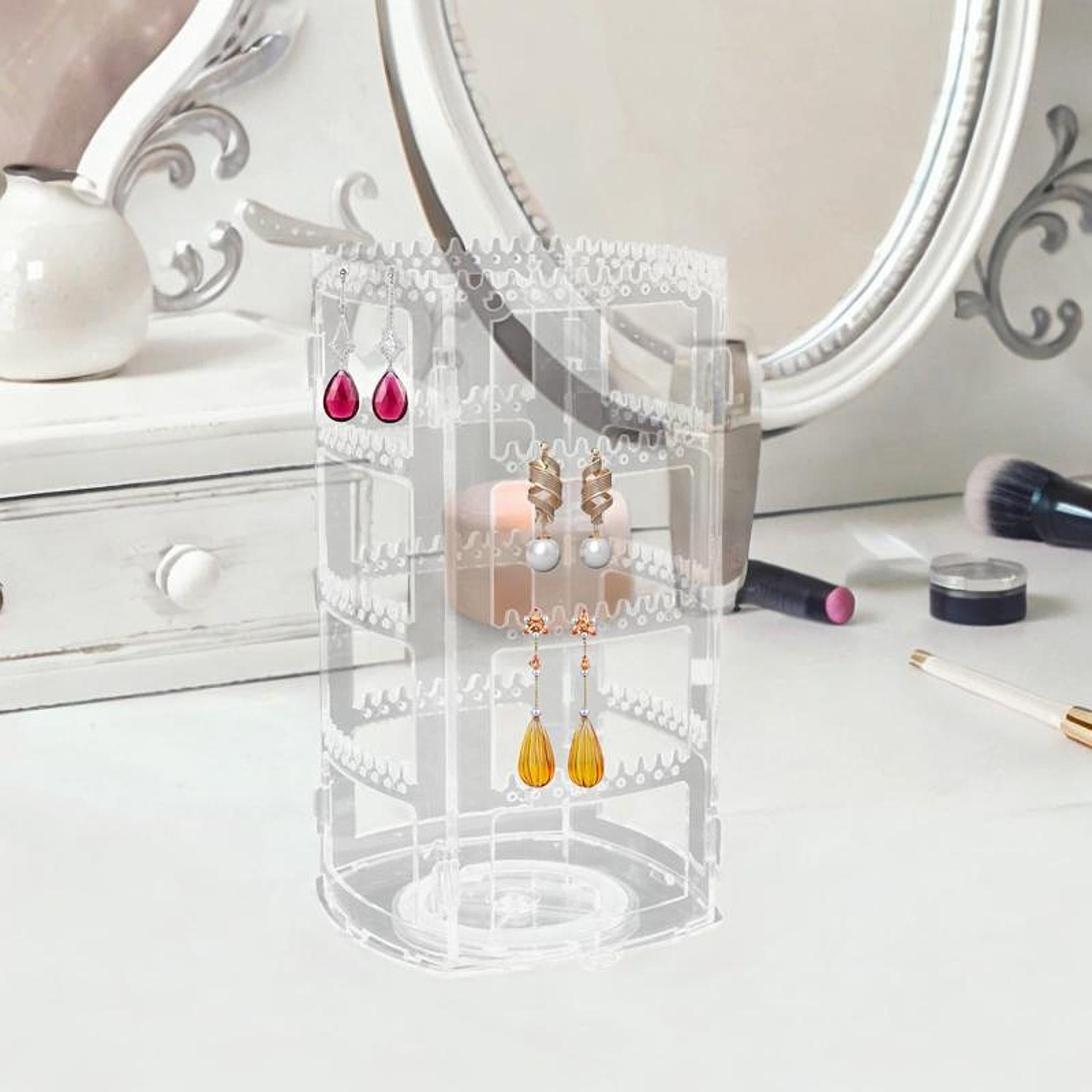 Rotating Jewelry Display Stand 4 Tiers Multifunction Acrylic Earring Display