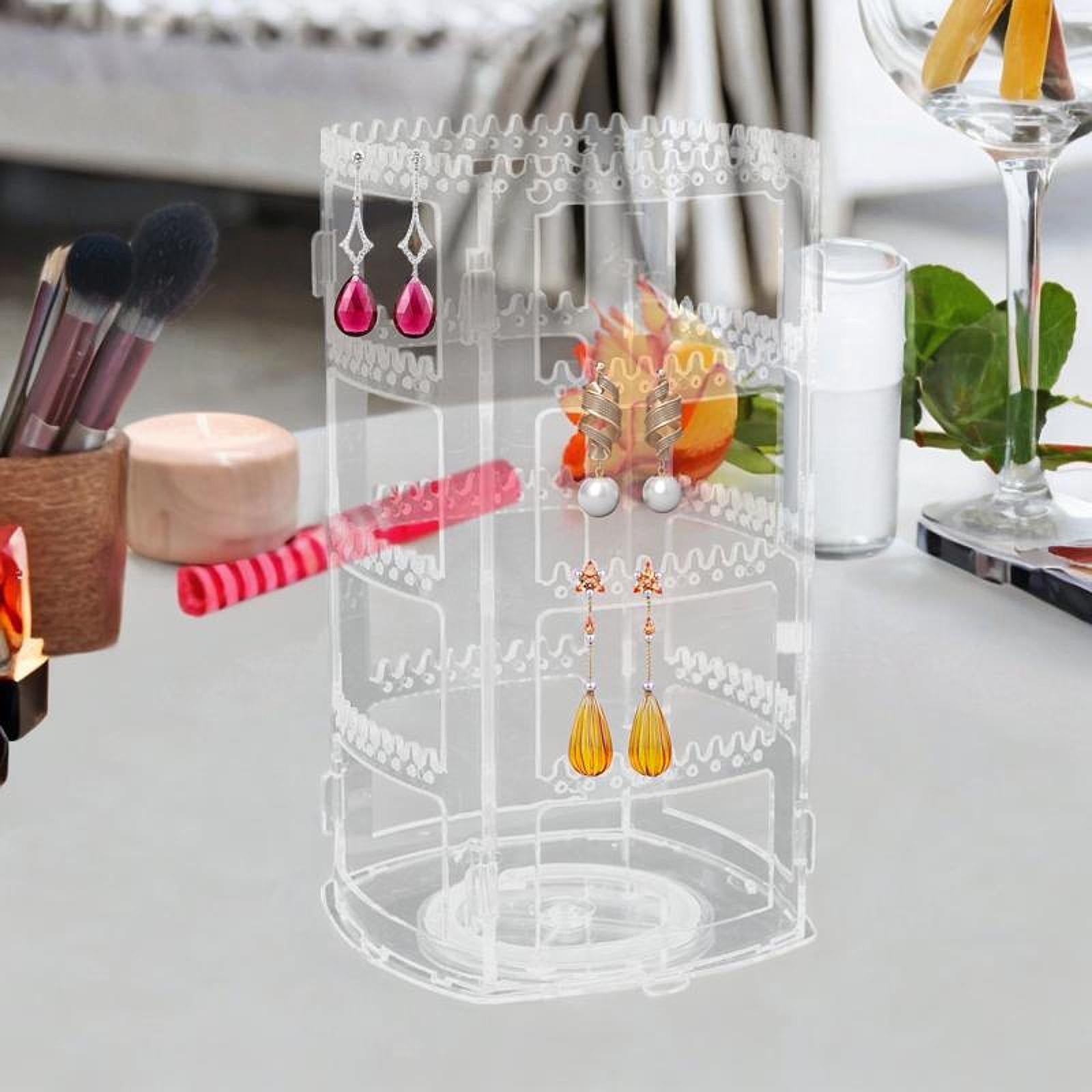 Rotating Jewelry Display Stand 4 Tiers Multifunction Acrylic Earring Display